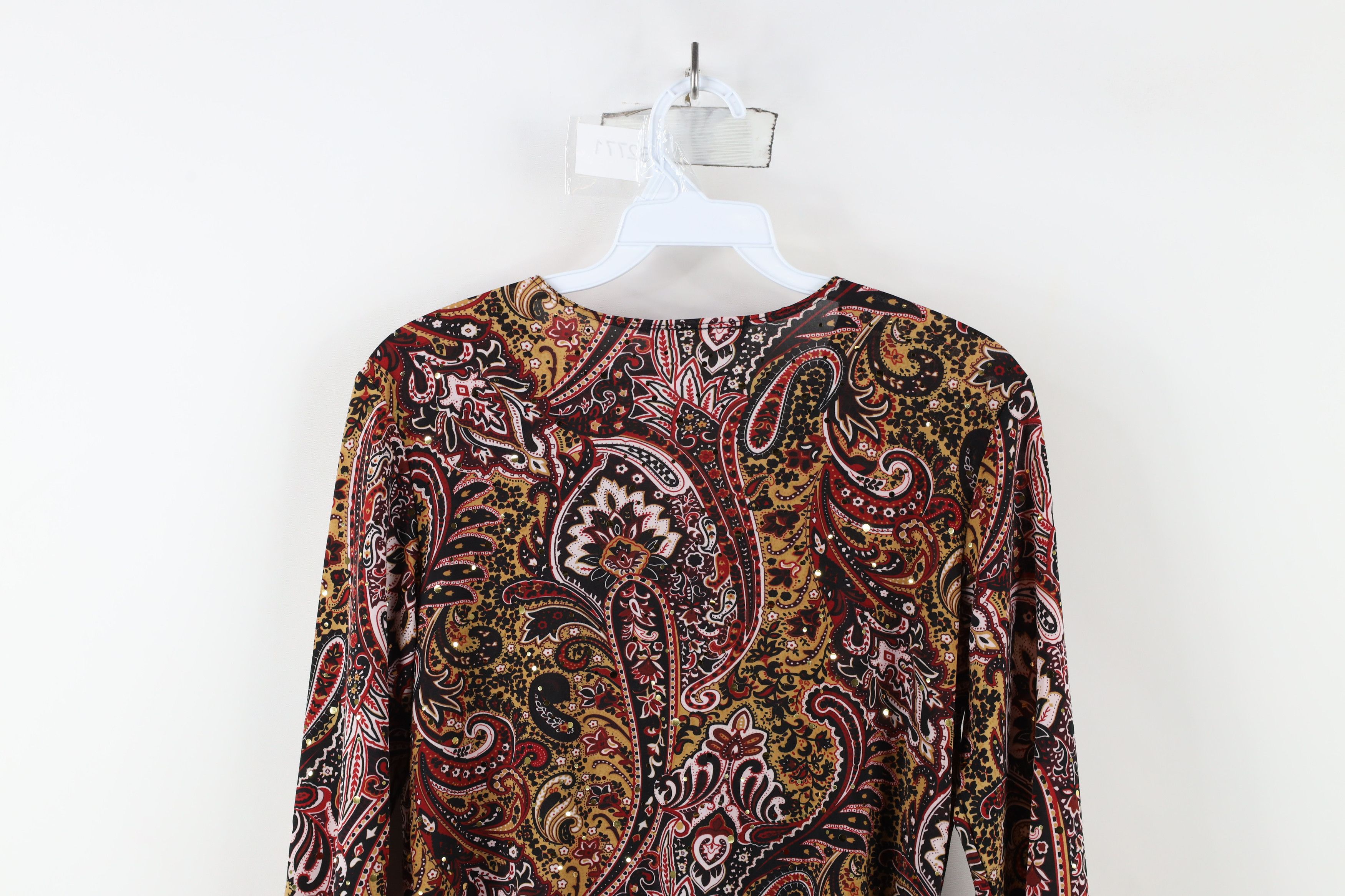 Vintage Vintage 90s Y2K Babydoll Paisley Sequin Blouse Top Shirt USA Size M / US 6-8 / IT 42-44 - 9 Thumbnail