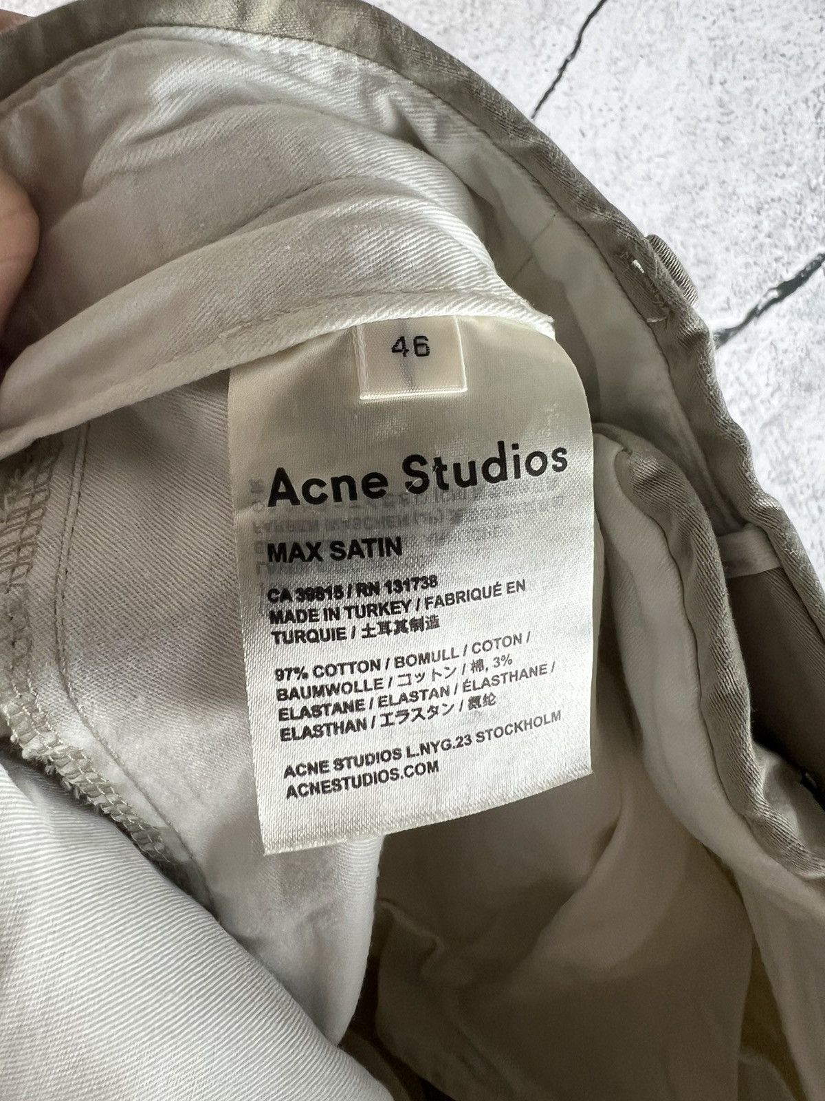 Acne Studios Acne Studios SS14 Max Satin Beige Chino Trousers Pants Size US 30 / EU 46 - 4 Thumbnail