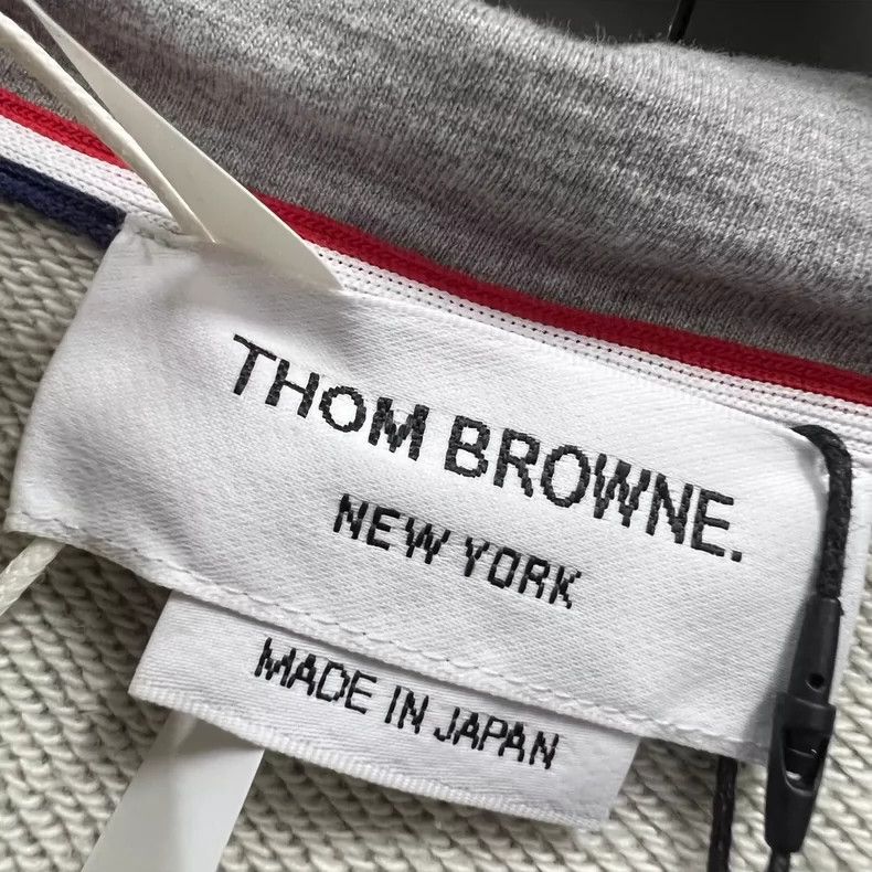 Thom Browne Thom browne Gray four-striped printed zipper hoodie jacket Size US L / EU 52-54 / 3 - 5 Thumbnail
