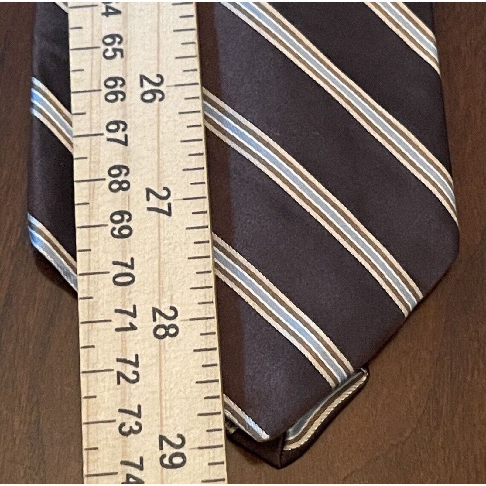 DKNY Dkny Brown Blue 100% Silk Men’s Neck Tie Made In USA Size ONE SIZE - 5 Thumbnail