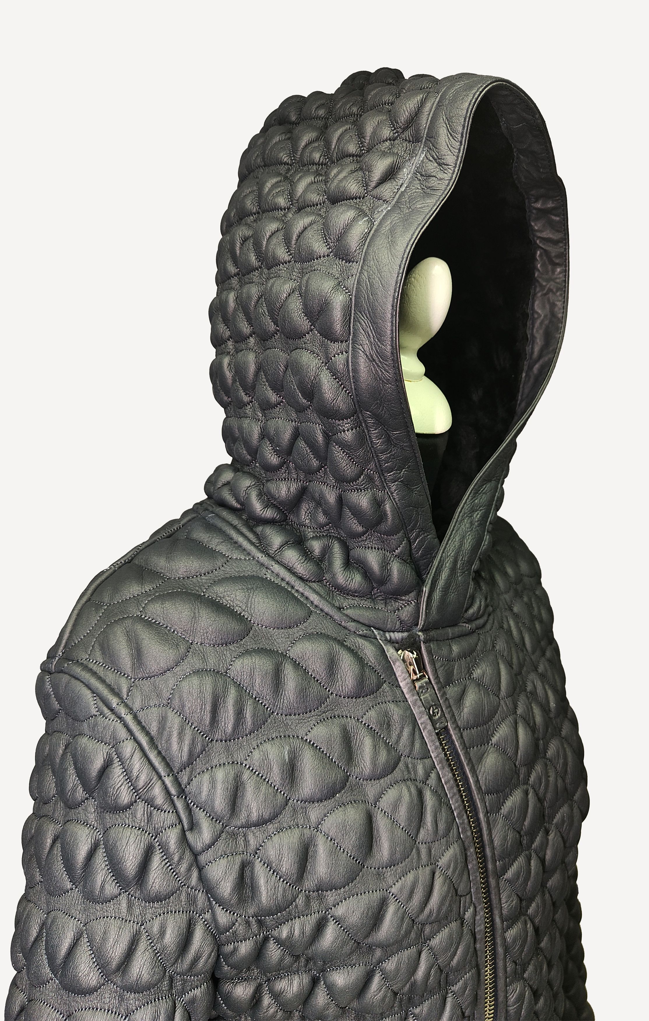 Giorgio Armani GIORGIO ARMANI _ QUILTED _ SHEARLING _ HOODED LEATHER Size US M / EU 48-50 / 2 - 4 Thumbnail