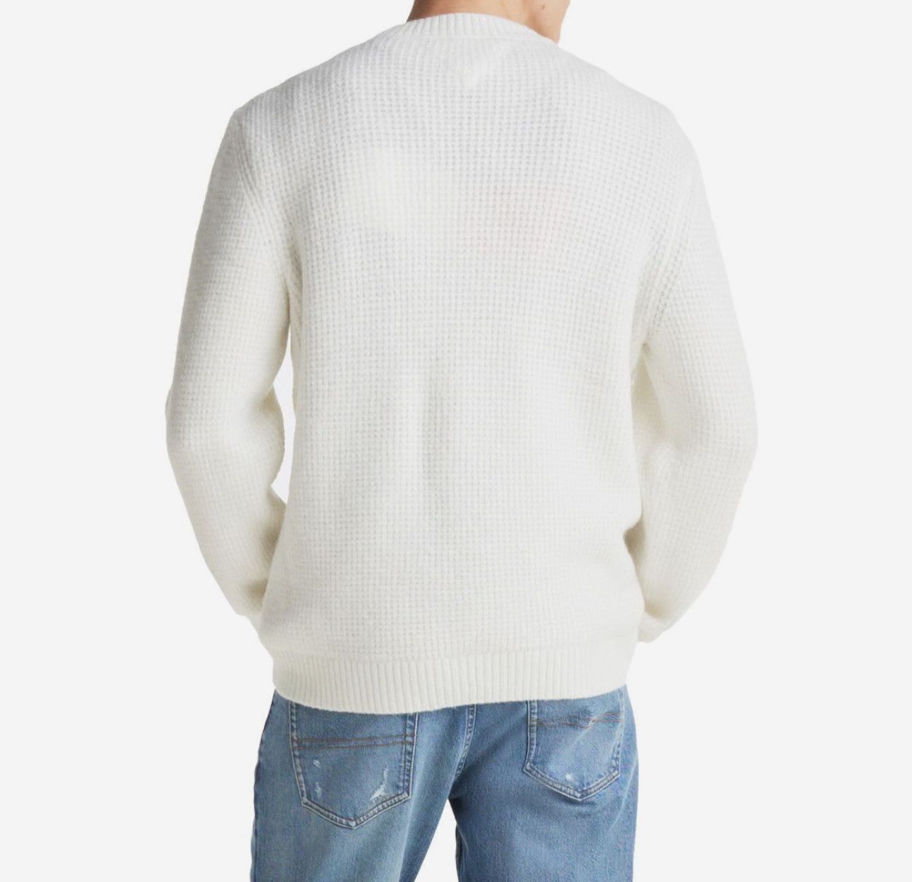 Tommy Hilfiger Tommy Jeans Waffle Knit Sweater White Melange Size L BNWT Size US L / EU 52-54 / 3 - 4 Thumbnail
