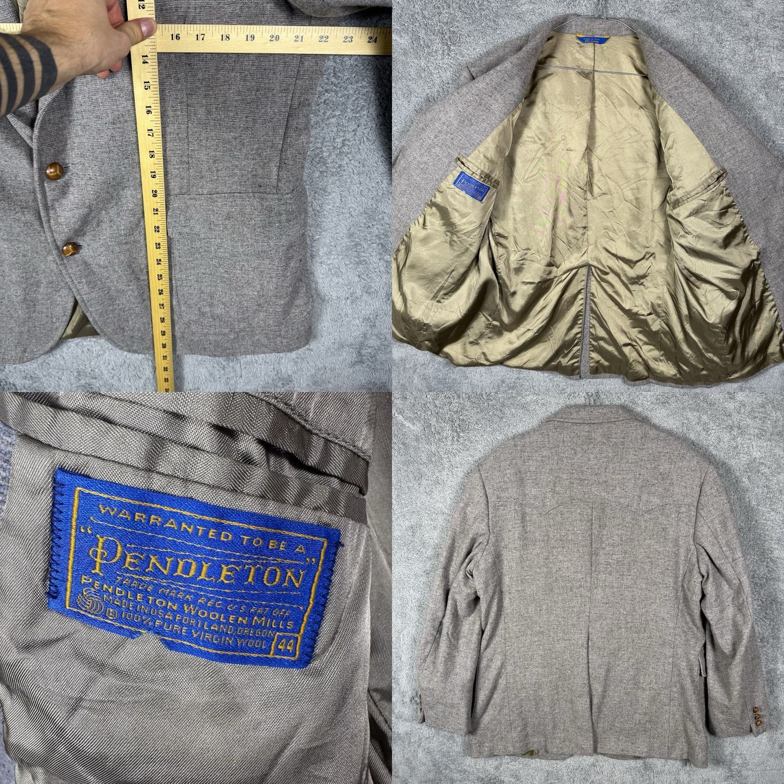 Pendleton VINTAGE Pendleton Blazer Mens 44R Wool Sport Coat USA Made 90s 80s Size 44R - 9 Thumbnail