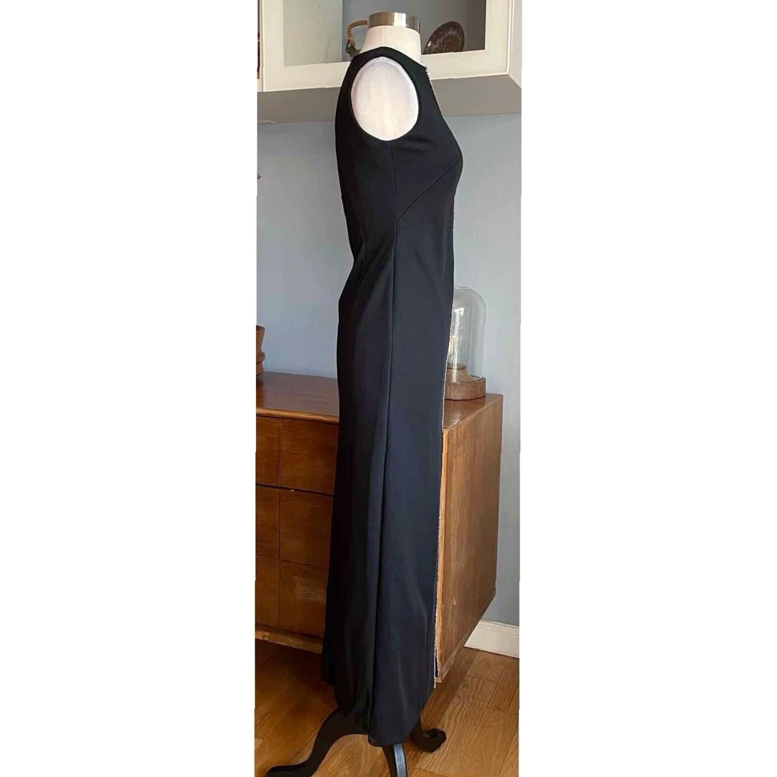 I. Magnin VINTAGE I. Magnin Black Maxi Dress Gown Rhinestones Cocktail Party 1960s Size 2 Womens Size XS / US 0-2 / IT 36-38 - 4 Thumbnail
