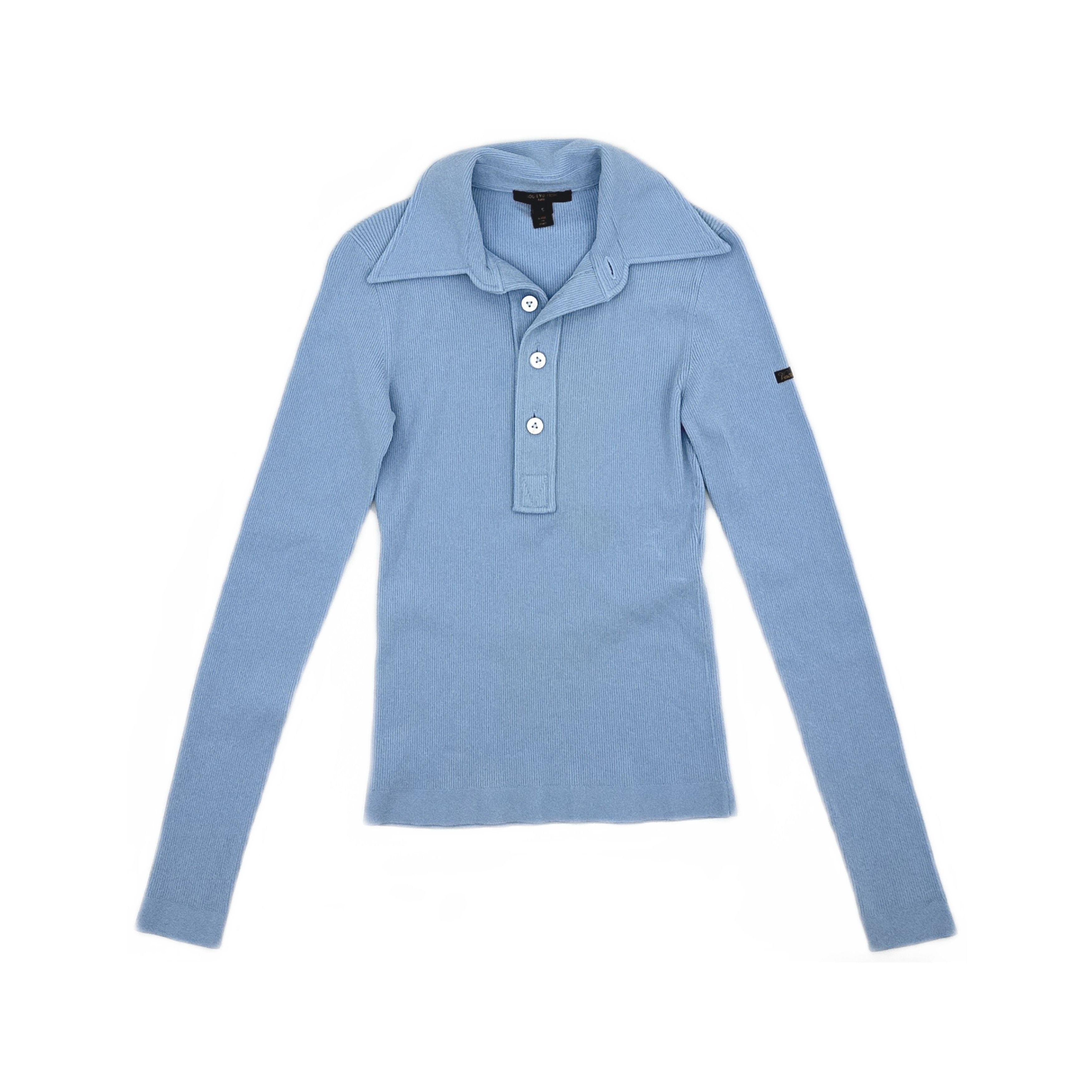 Louis Vuitton Louis Vuitton Ribbed Knit Long Sleeve Polo Size S Size S / US 4 / IT 40 - 1 Thumbnail