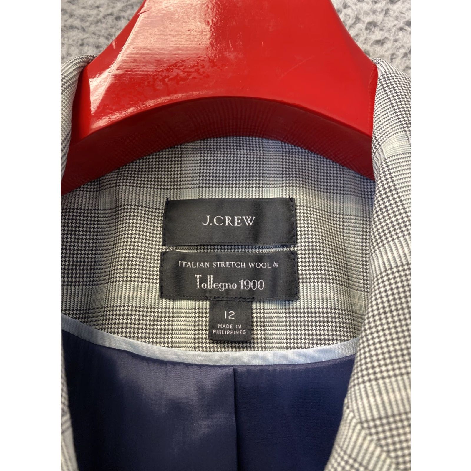 J.Crew J.CREW Women's Gray Wool Blend Blazer Jacket Size 12 Check Collared Lined Business Workwear Size XL / US 12-14 / IT 48-50 - 3 Thumbnail
