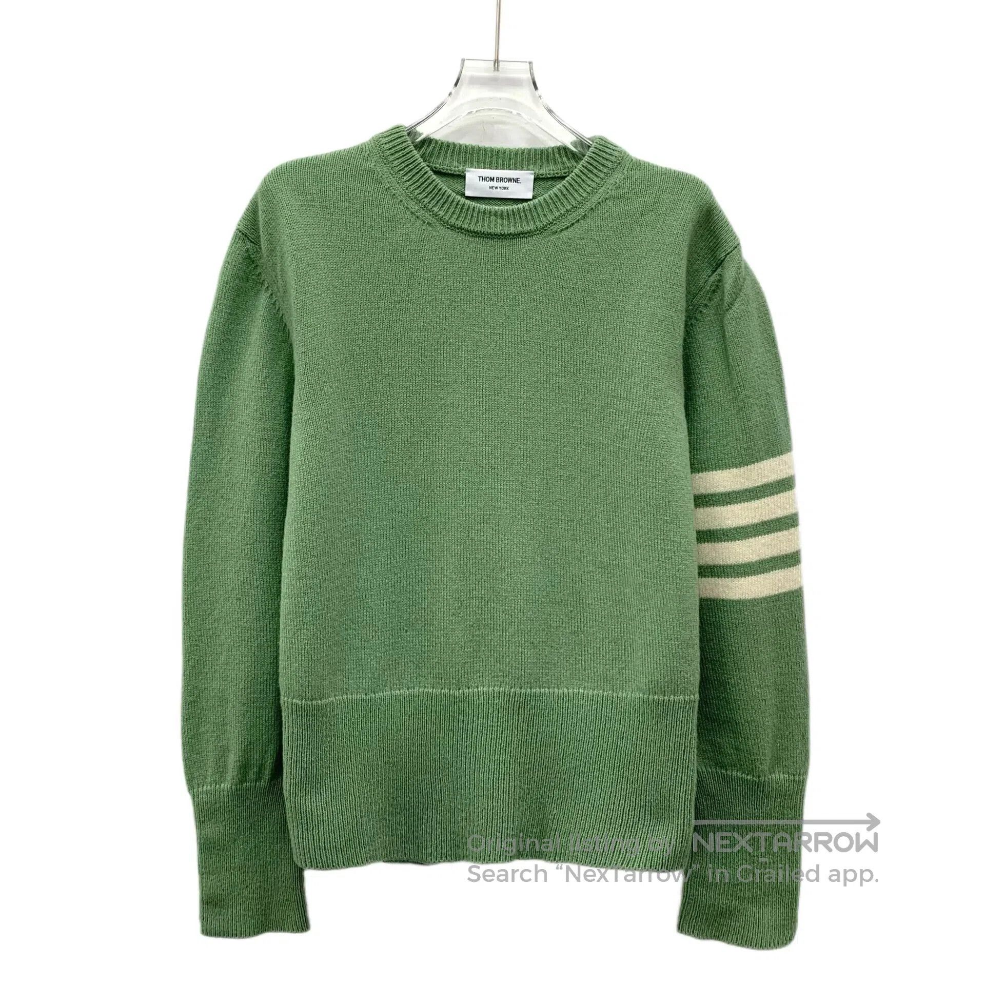 Thom Browne Thom Browne Green Classic Stripe Wool Round Neck Long Slee Size US M / EU 48-50 / 2 - 1 Thumbnail