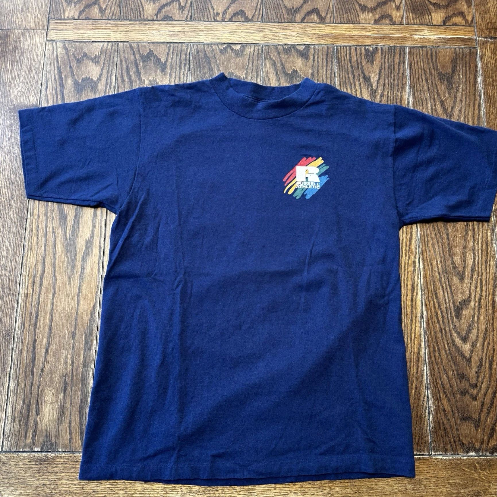 Russell Athletic VINTAGE Russell Athletic T-Shirt BLUE Large 90s USA Made Short Sleeve Crew Neck Logo Graphic Print Mens | Russell Athletic | 90s Theme Size US L / EU 52-54 / 3 - 2 Thumbnail