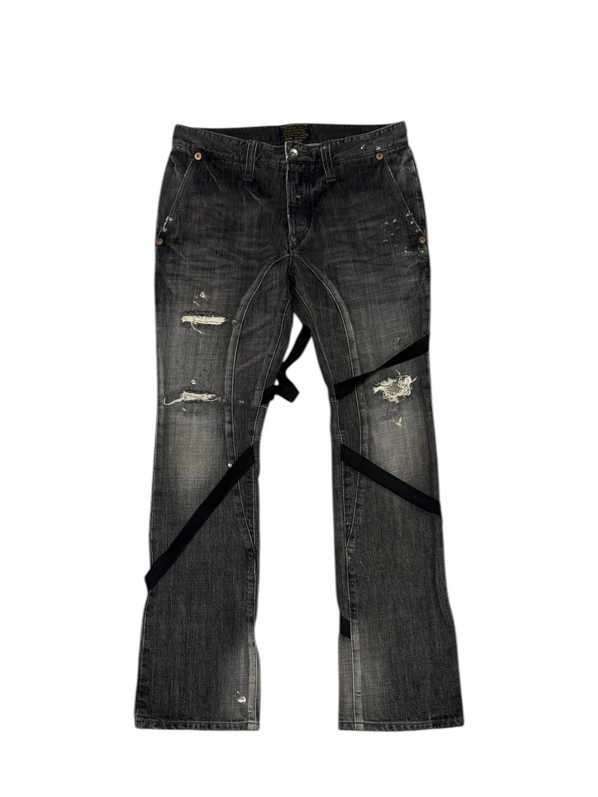 Izreel  Kazuhiro Takakura Izreel Kazuhiro Takakura grey bondage distressed denim jeans Size US 31 - 1 Thumbnail
