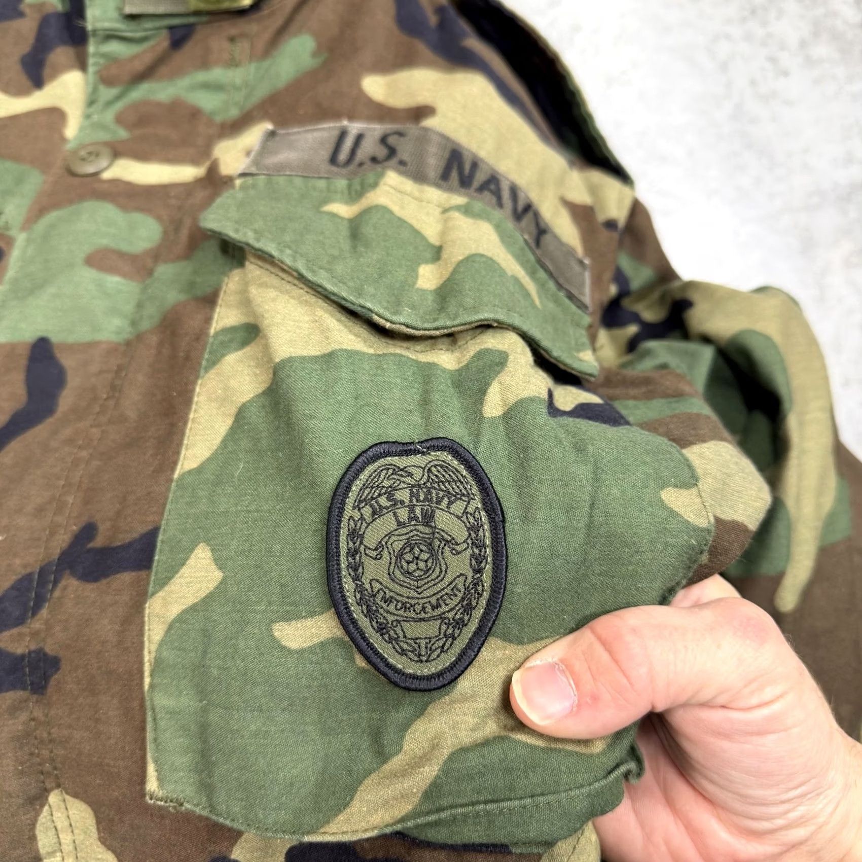 Vintage US Navy Jacket Mens Small Woodland Camo BDU Military Field Coat Law Enforcement Shirt Size US S / EU 44-46 / 1 - 3 Thumbnail
