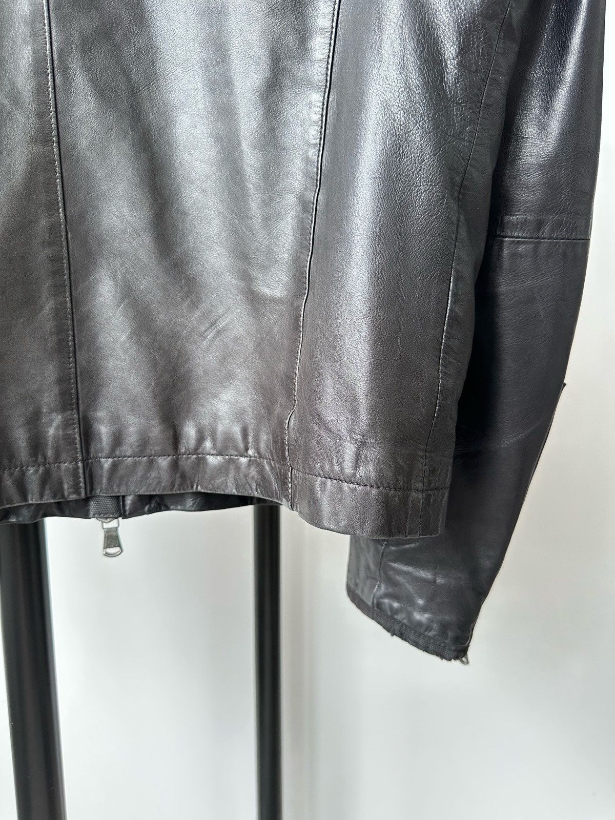 John Varvatos John Varvatos Classic Black Washed Leather Biker Jacket Size US M / EU 48-50 / 2 - 10 Thumbnail