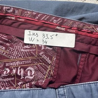 Other Meyer Modern Pants Model Chicago Blue Men’s Size W34x33.5 Size US 34 / EU 50 - 11 Thumbnail
