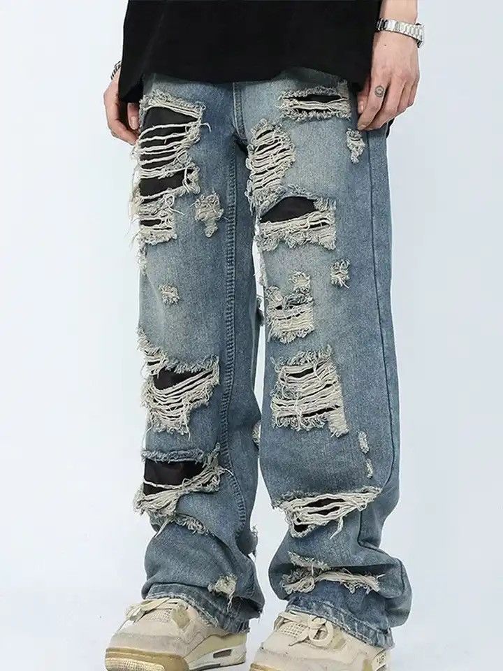 Japanese Brand × Vintage Straight Hole Beggar Zipper Long Pants Men Size US 28 / EU 44 - 7 Thumbnail