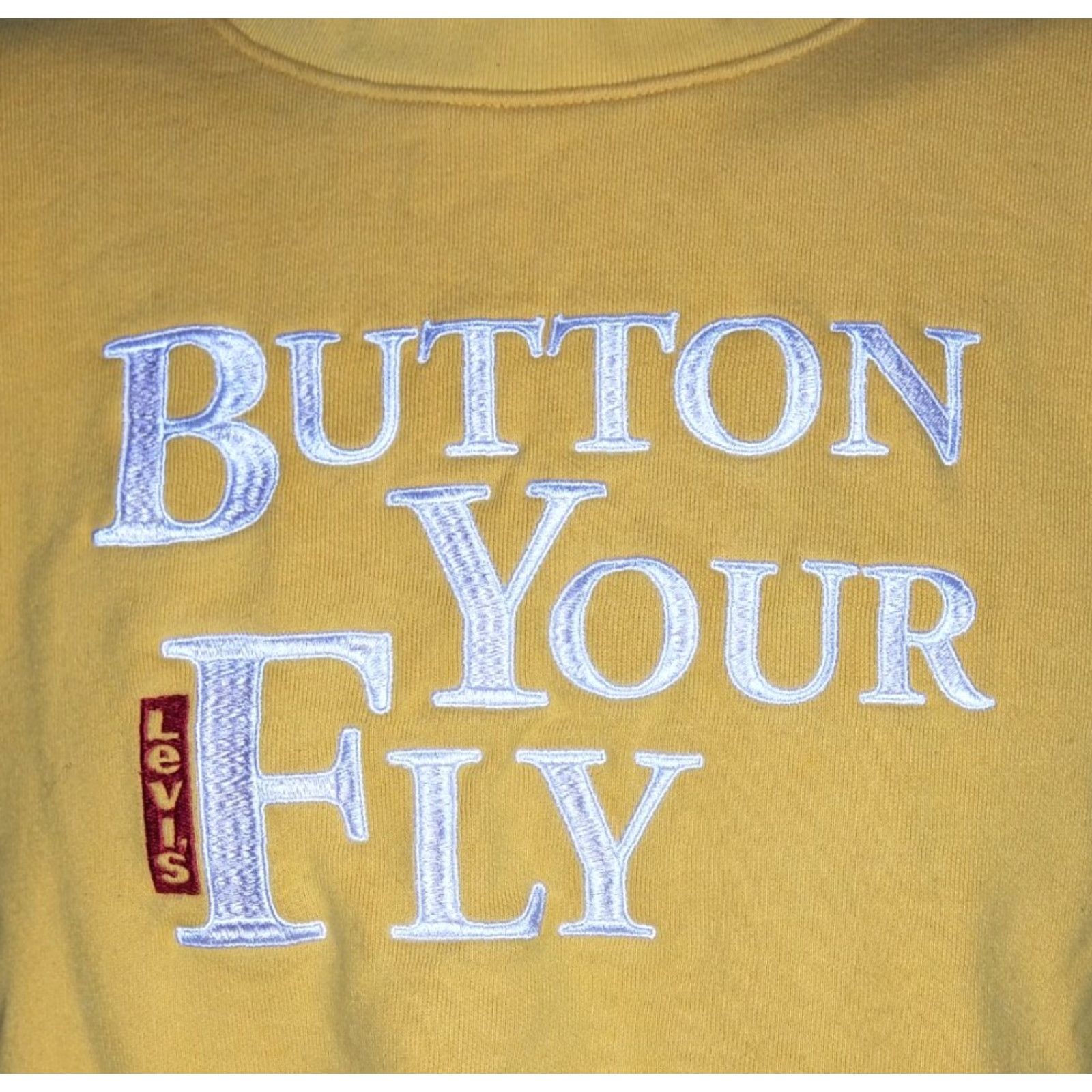 Levi's VINTAGE Levi's 501 Button Your Fly Embroidered Sweatshirt S Gold Adult Unisex Sweatshirt Crew Neck Long Sleeve Size S / US 4 / IT 40 - 2 Thumbnail