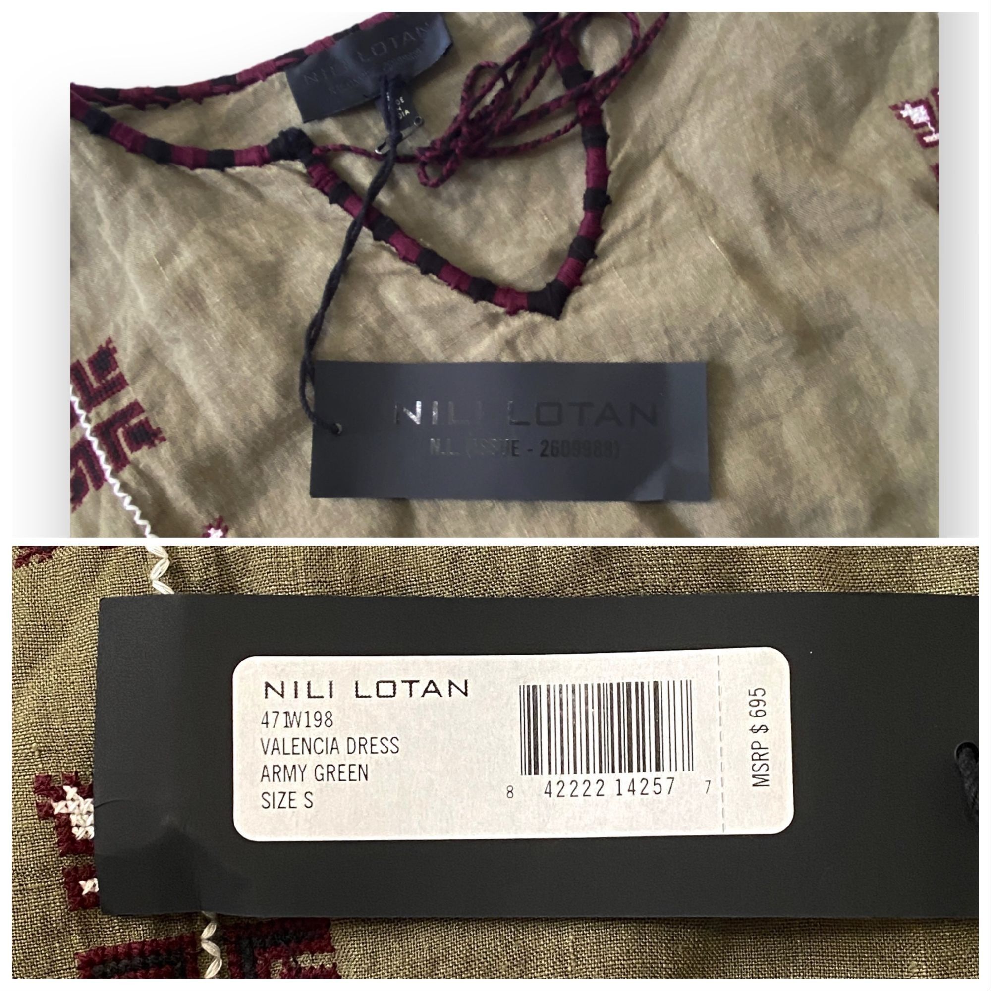 Nili Lotan Nili Lotan Valencia Dress, Army Green, Size S, New with tag Size S / US 4 / IT 40 - 3 Thumbnail