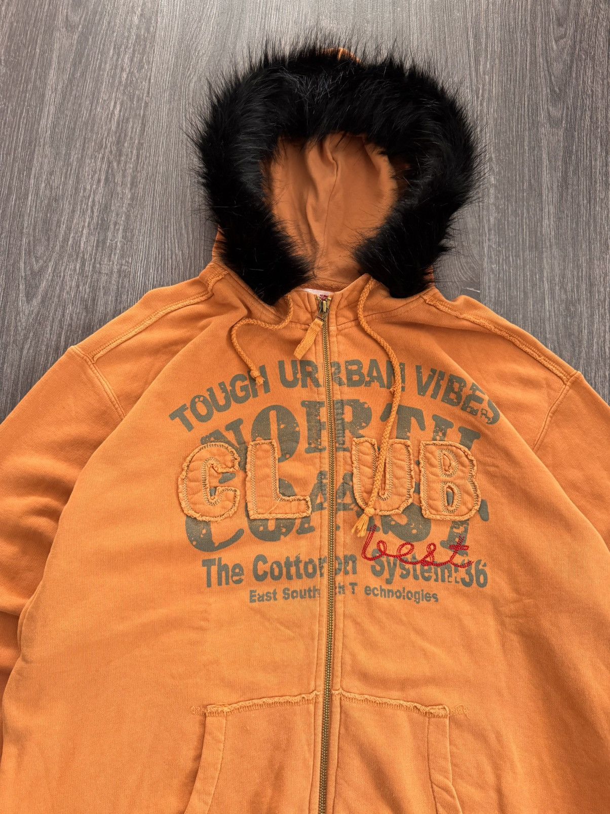 Vintage Y2K Vintage Orange Fur Zip Hoodie Size US XL / EU 56 / 4 - 3 Thumbnail