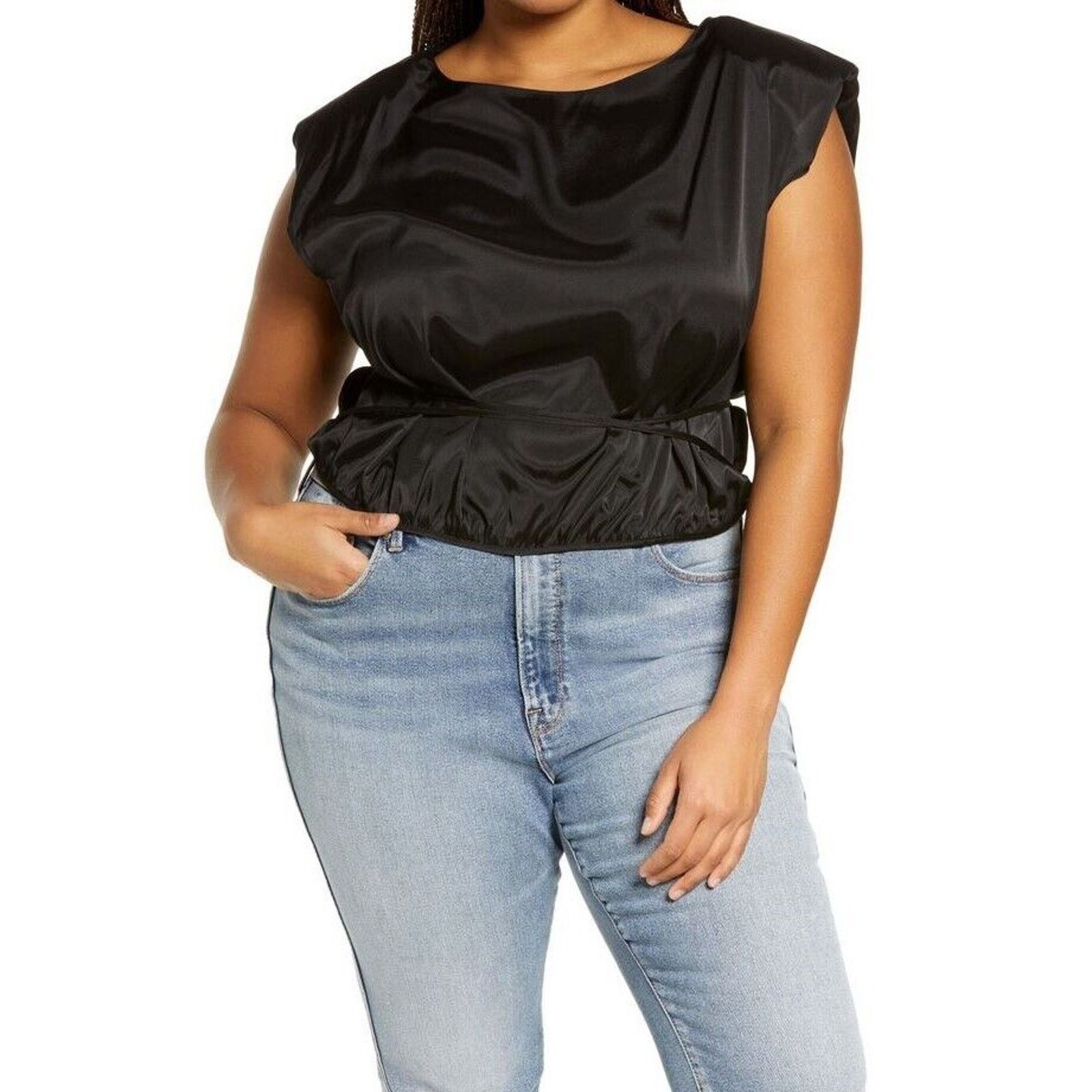 The Unbranded Brand WAYF Women Black Smooth Casual Crop Tank Top Plus Size 1X Size XL / US 12-14 / IT 48-50 - 1 Thumbnail