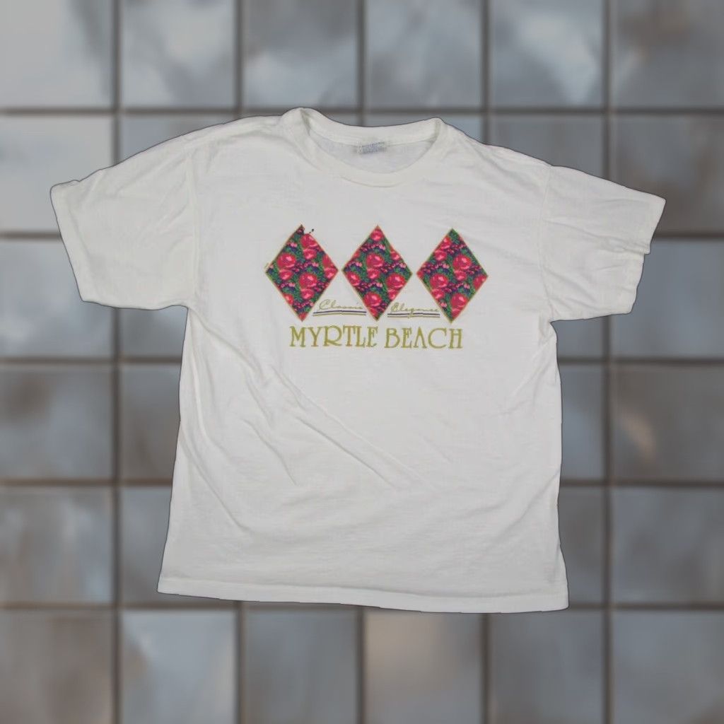 Vintage Vintage Myrtle Beach T-Shirt Men's Large White 90s Beach Retro Cotton USA Graphic Tee Size US L / EU 52-54 / 3 - 1 Thumbnail