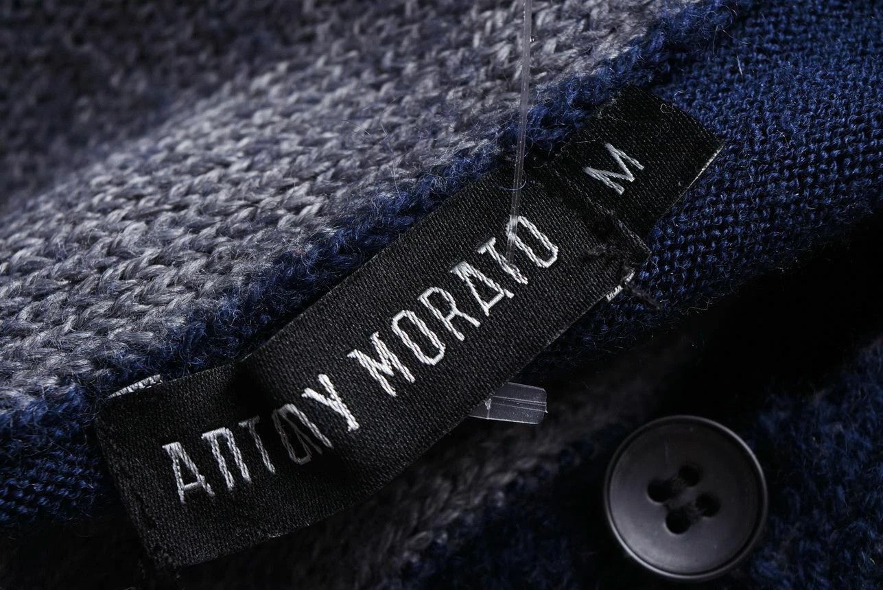 Antony Morato Antony Morato Navy Blue Shawl Neck Knit Sweater Size US M / EU 48-50 / 2 - 3 Thumbnail