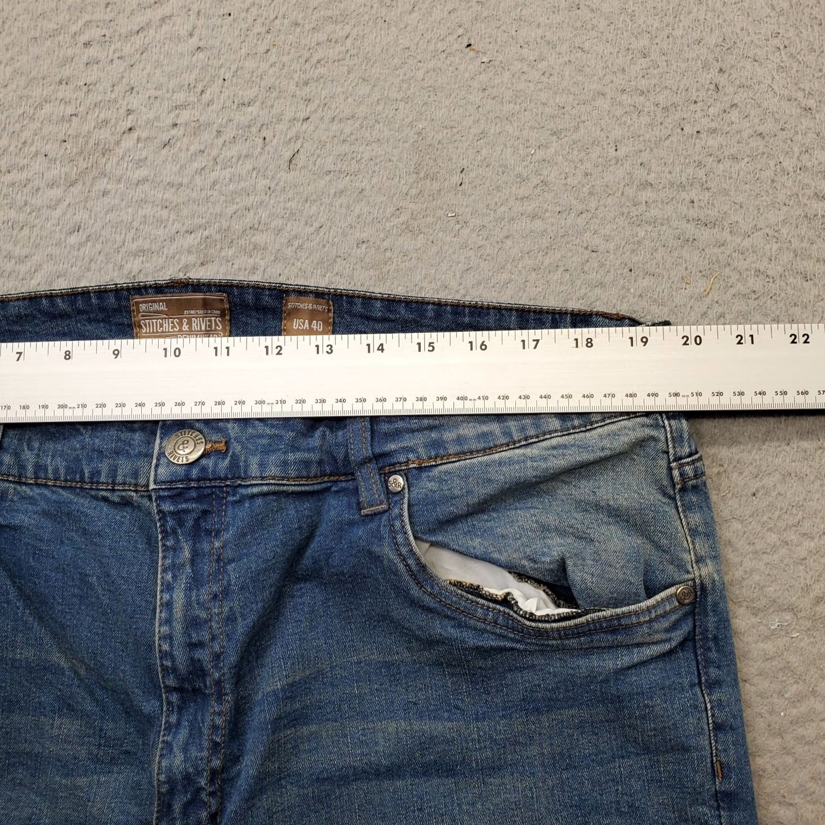 Vintage Stitches Jeans Mens 40x32 Blue Denim Slim Straight Leg 5-Pocket Wear Blue Calcium Shirt Size US 40 / EU 56 - 6 Thumbnail