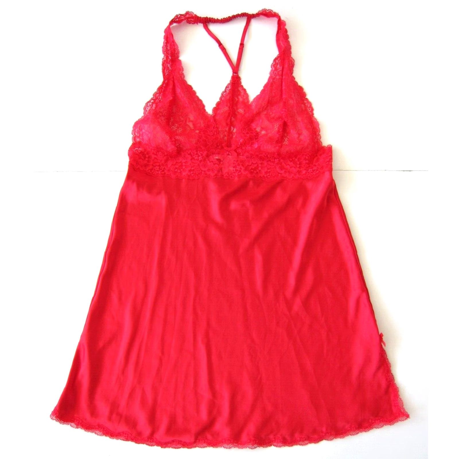 Victoria's Secret Victoria's Secret Red Satin Lace T-Back Nightgown Lingerie Camisole Nightgown Large Red Satin Lace Victoria's Secret Lingerie Nightgown Womens Size ONE SIZE - 2 Thumbnail