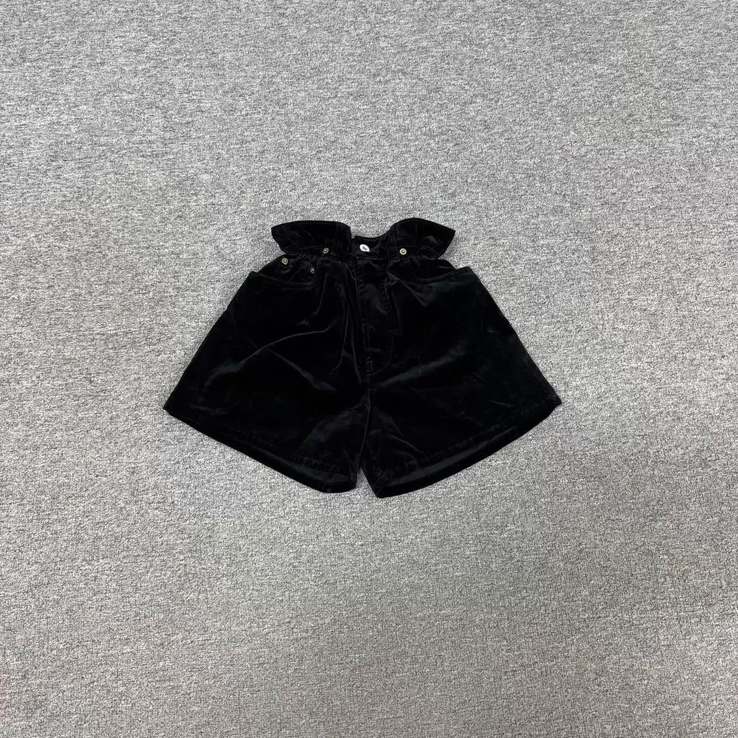 Miu Miu MIU MIU Black Velvet Ruffle High-Waisted A-Line Short Size 25" / US 0 / IT 36 - 2 Thumbnail
