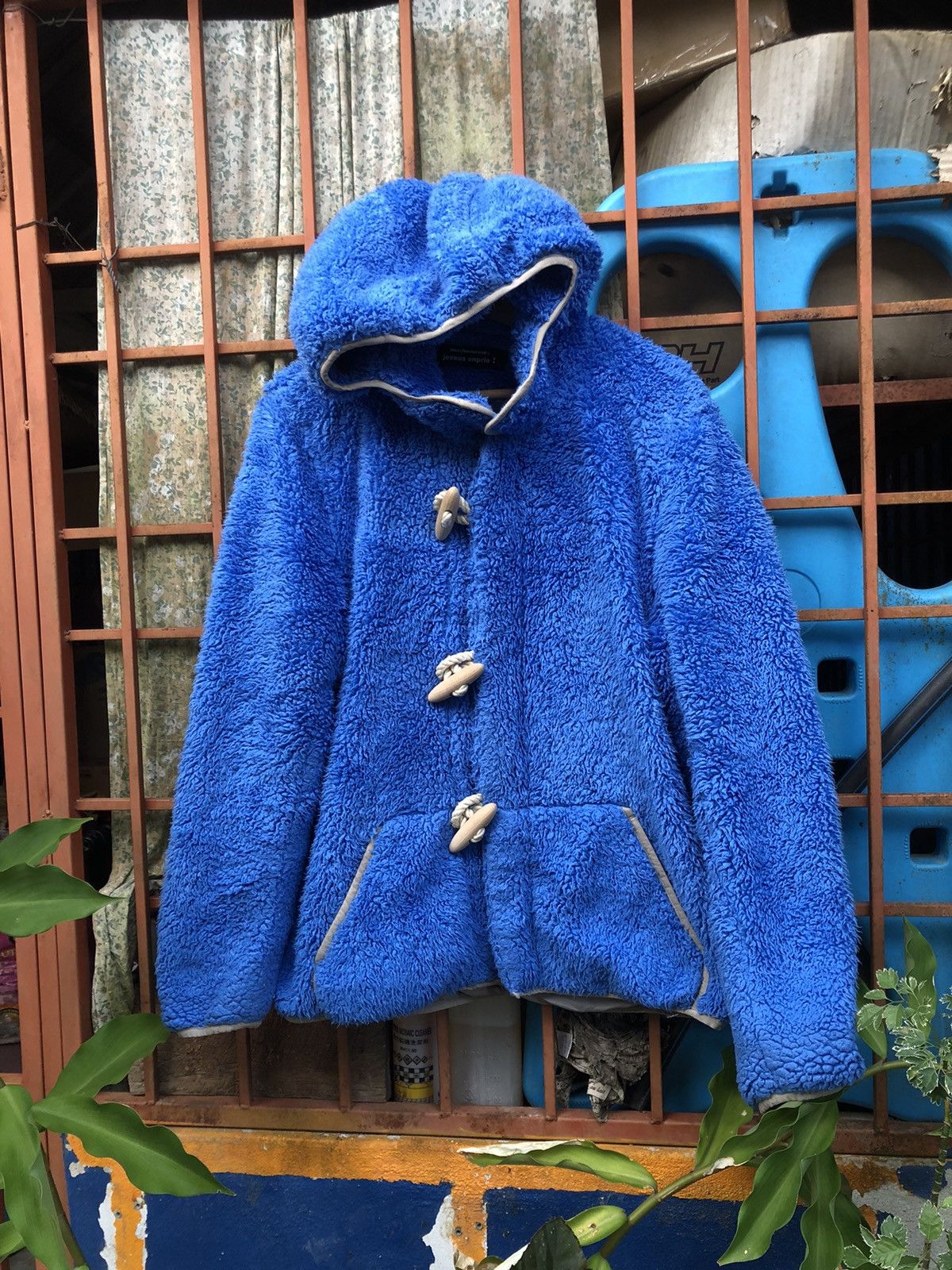 image of Issey Miyake x Mercibeaucoup Issey Miyaki Mercibeaucoup Duffle Jacket Wool in Blue (Size Large)