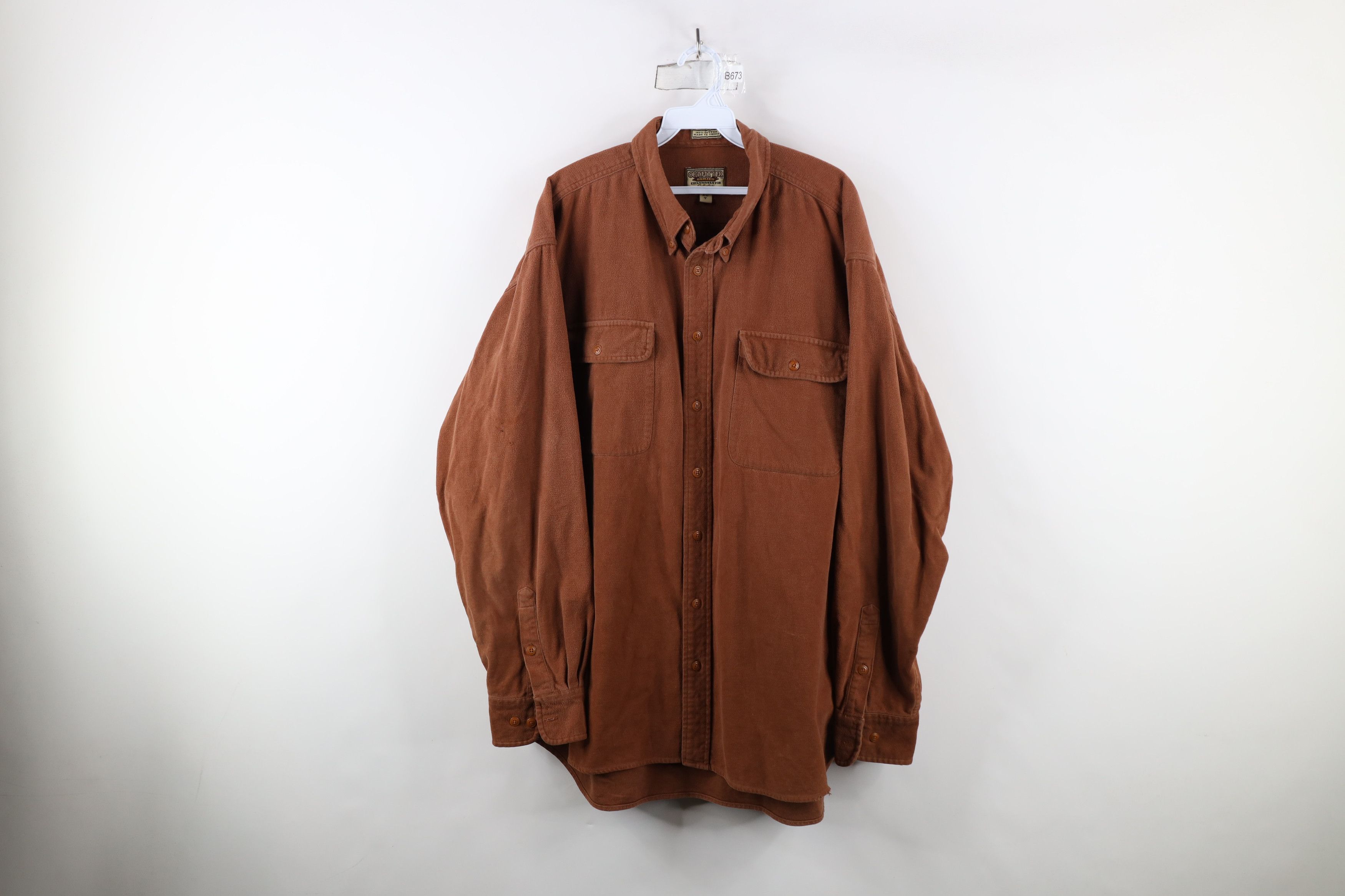 Cabelas × Vintage Vintage 90s Cabelas Chamois Cloth Button Down Shirt Brown Size US XL / EU 56 / 4 - 1 Thumbnail