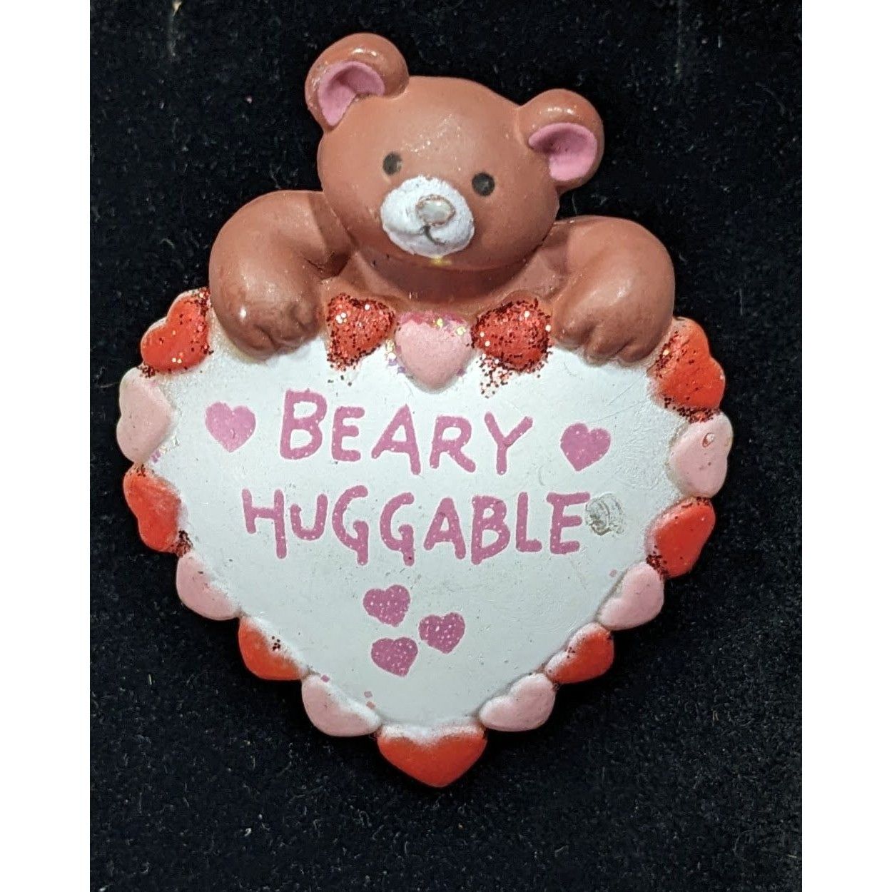 Other Vintage 80s Valentine Bear "Beary Huggable" Fun World Brooch Size ONE SIZE - 3 Thumbnail