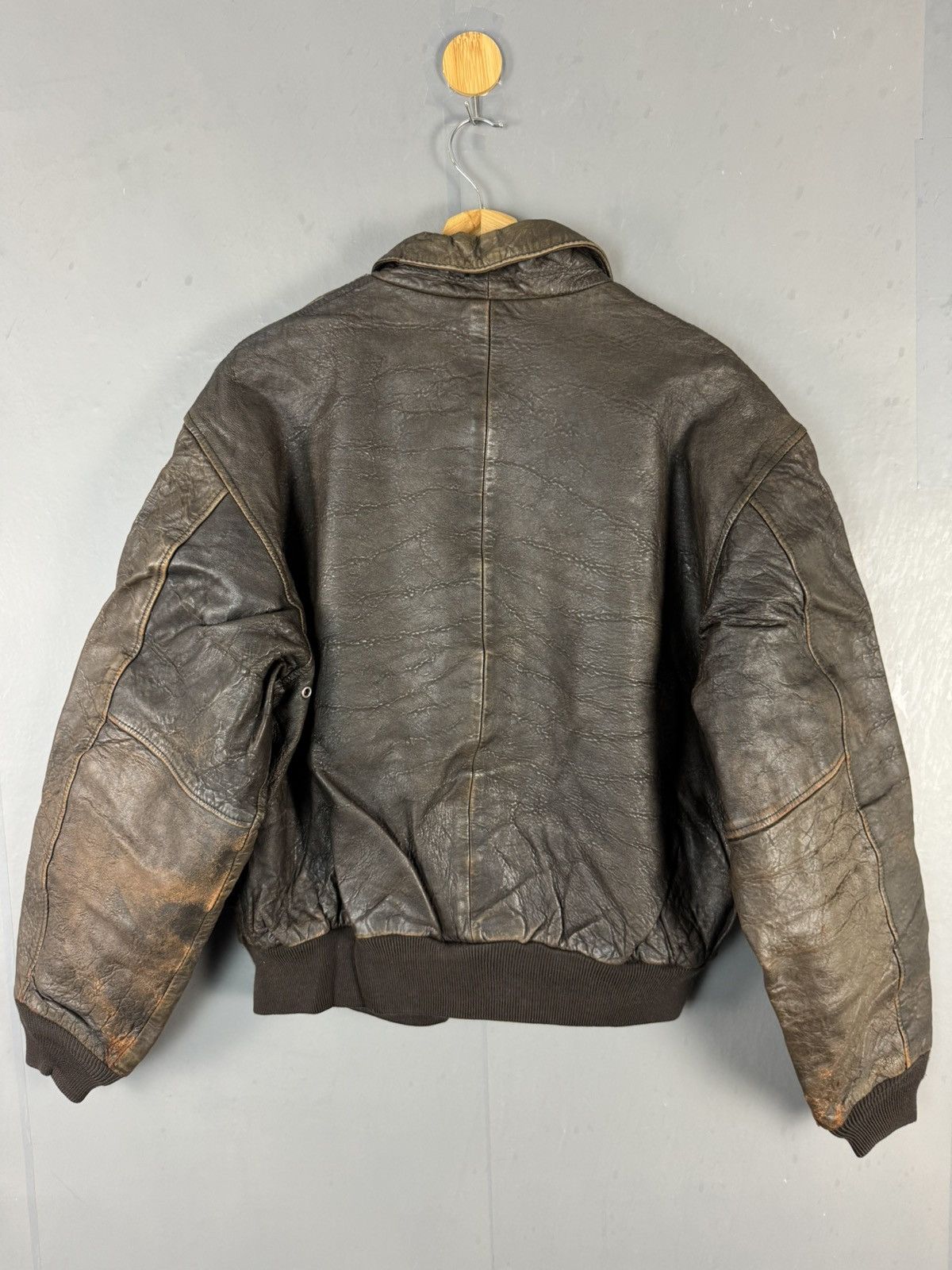 Leather VINTAGE BRIGHT LIGHTS DISTRESSED LEATHER JACKET Size US L / EU 52-54 / 3 - 6 Thumbnail