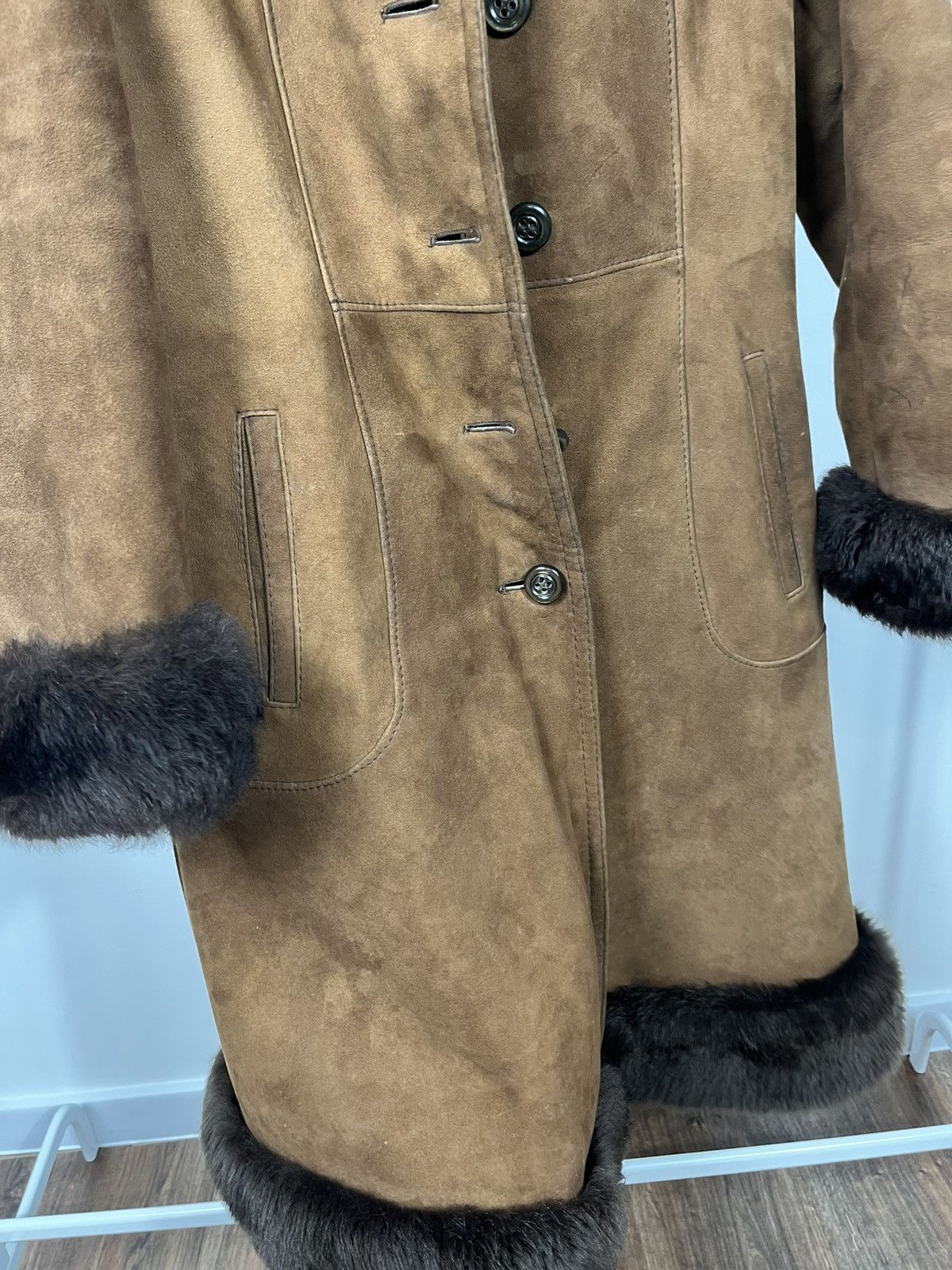 Other Vintage Brown Sheepskin Shearling Coat Real Fur Lined Women Size M / US 6-8 / IT 42-44 - 9 Thumbnail