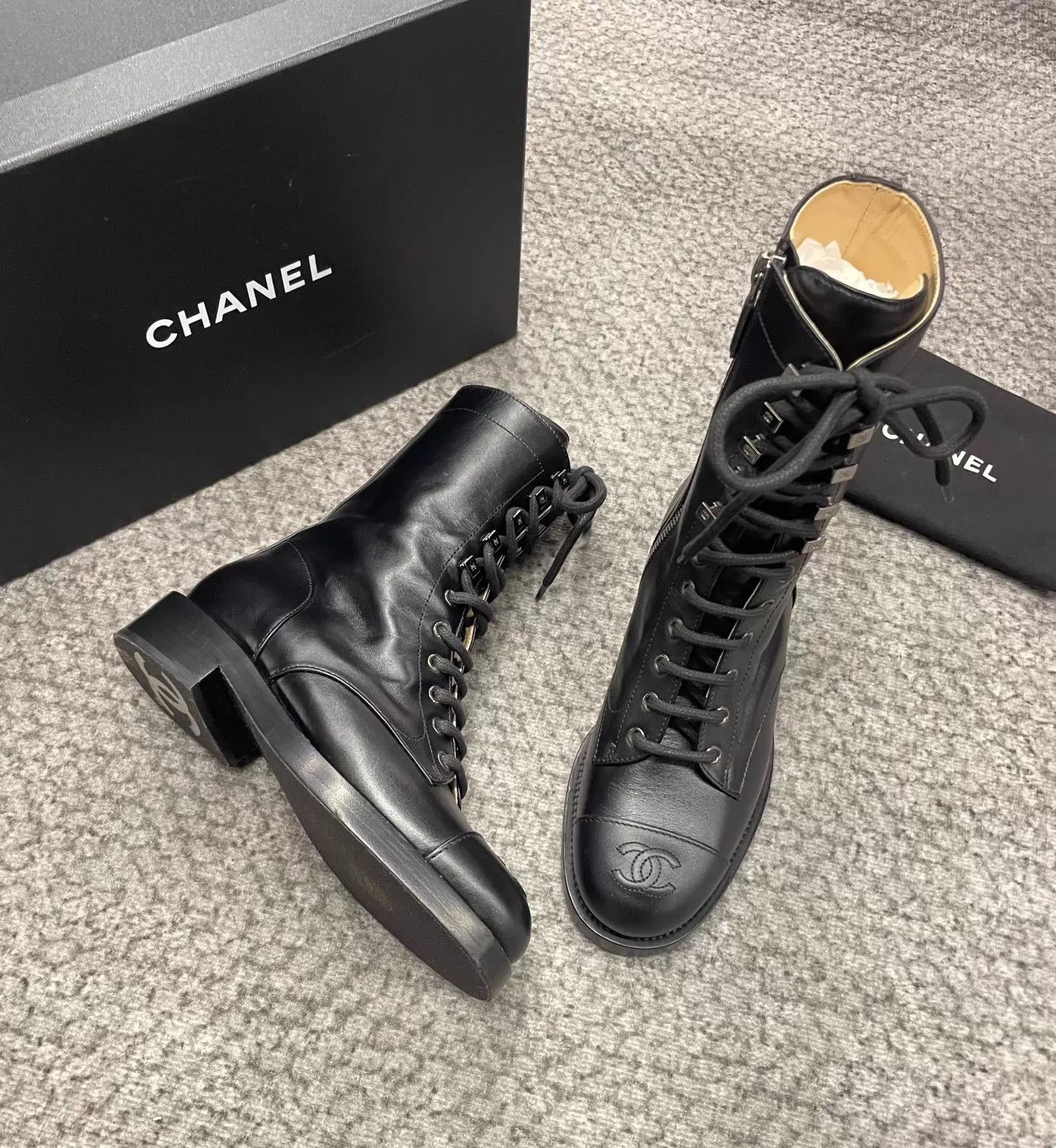 Chanel CHANEL pre-owned matte black mid-calf boots 37c Size US 6.5 / IT 36.5 - 3 Thumbnail
