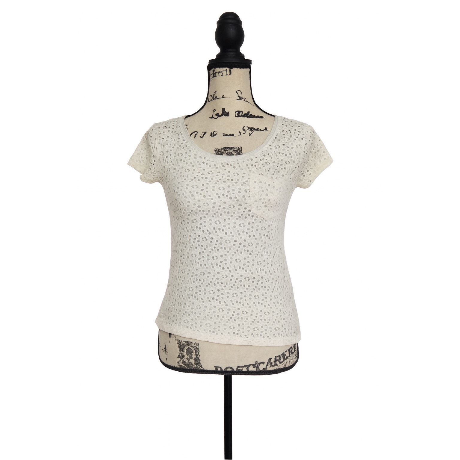 Hollister Hollister Women’s Crochet Front T-Shirt with Pocket SZ S Gra Size S / US 4 / IT 40 - 2 Thumbnail