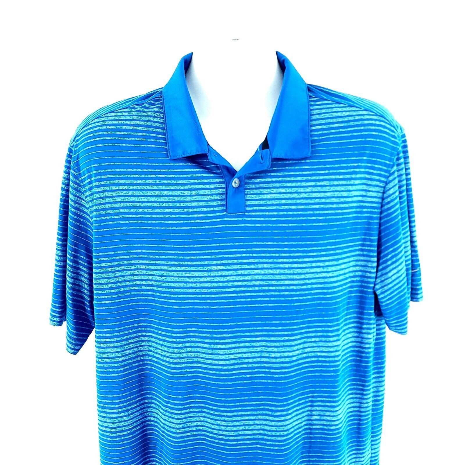 Nike Nike Golf Tour Performance Dri-Fit Blue Striped Collared XL Size US XL / EU 56 / 4 - 1 Thumbnail
