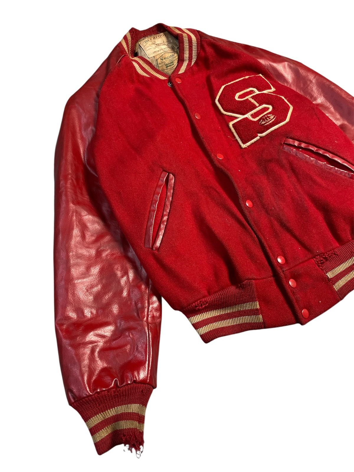 Vintage Rare 1950s Deerfoot Varsity Letterman Jacket Wool Naugahyde Size US L / EU 52-54 / 3 - 4 Thumbnail