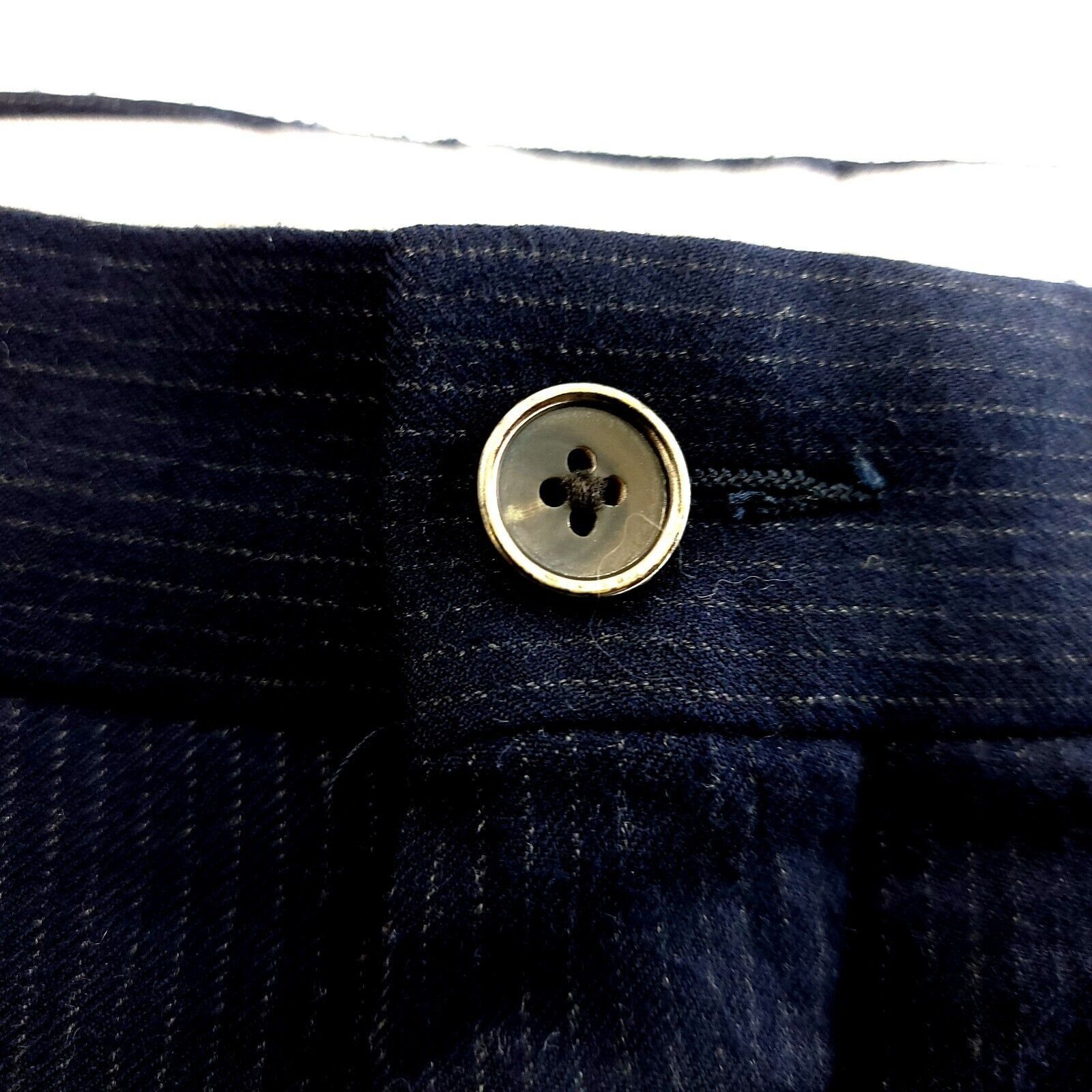 Hart Schaffner Marx Hart Schaffner Marx Flannel Wool Blue Striped Flat Front Dre Size 36R - 7 Thumbnail