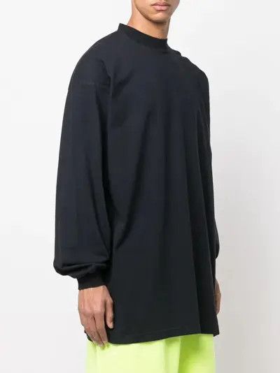 Balenciaga o1in1g0525 Tab Long Sleeve T-Shirt Oversized in Black Size US XL / EU 56 / 4 - 2 Thumbnail