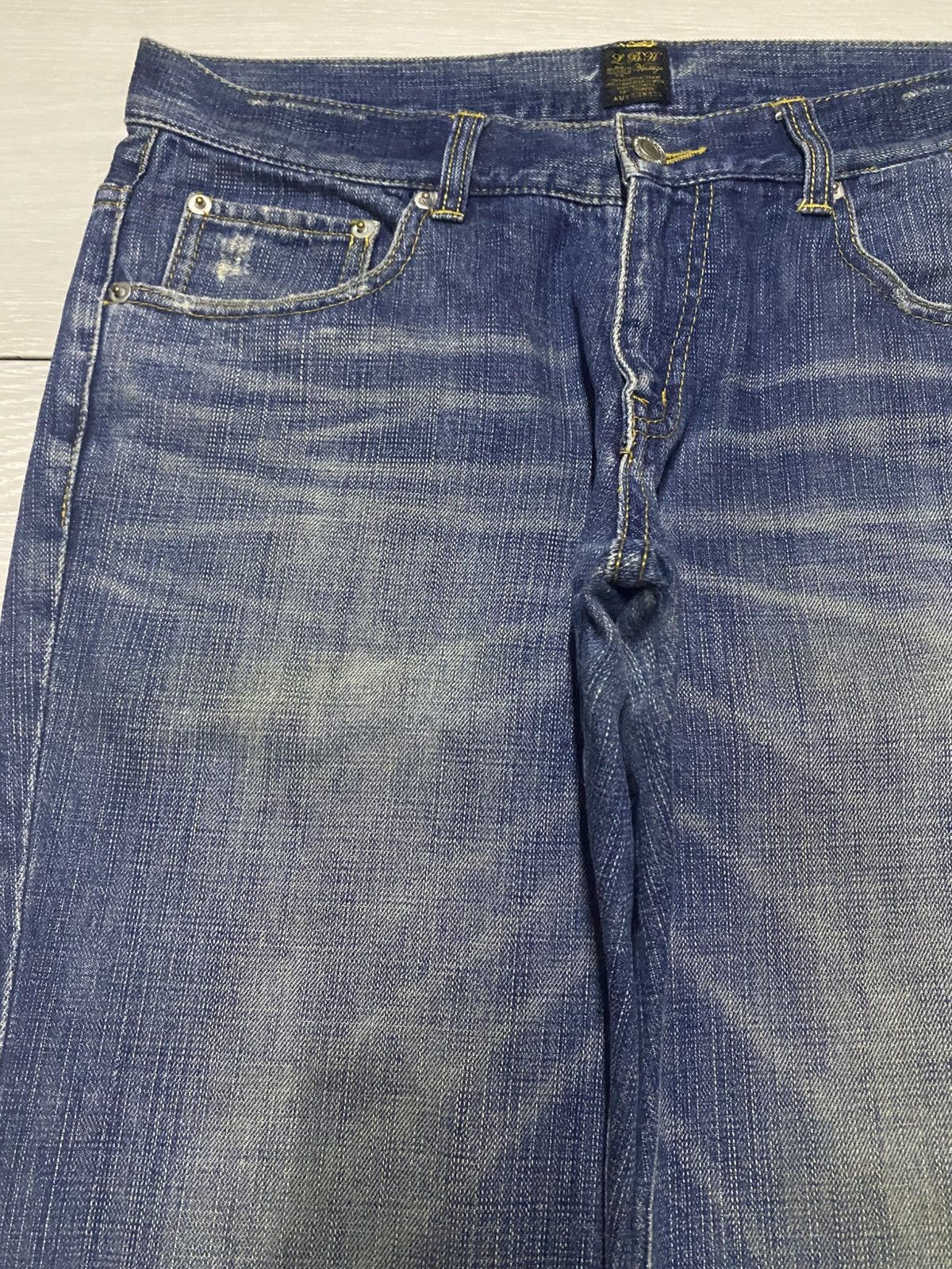 Le Grande Bleu (L.G.B.) Japanese L.B.H Vintage Blue Wash Spike Pocket Loose Jeans Size US 33 - 7 Thumbnail