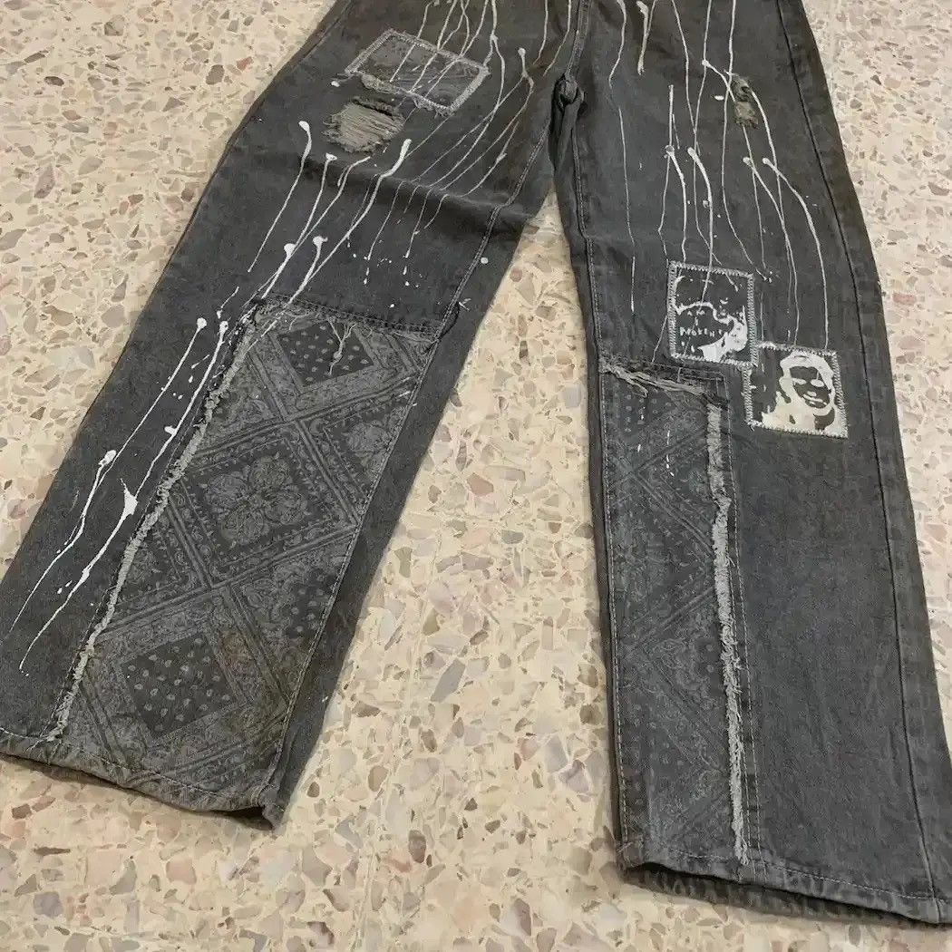 If Six Was Nine Japanese Vintage Splish Painter Jeans Patchwork Style Pants Size US 28 / EU 44 - 3 Thumbnail