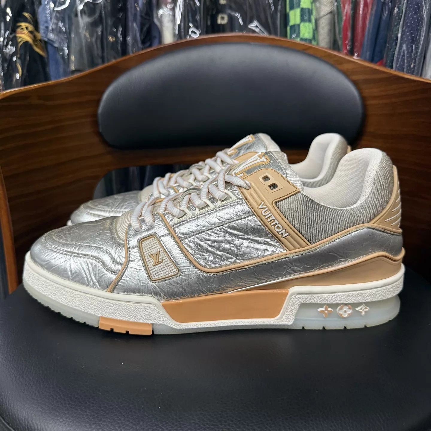 Louis Vuitton LV Trainer White/Silver/Brown US9/43 Unworn Size US 10 / EU 43 - 6 Thumbnail