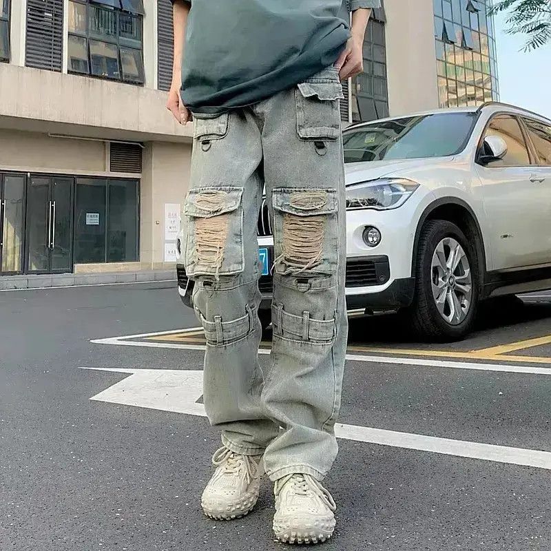 Japanese Brand Pockets Y2K Streetwear Ripped Jeans Size US 32 / EU 48 - 1 Thumbnail