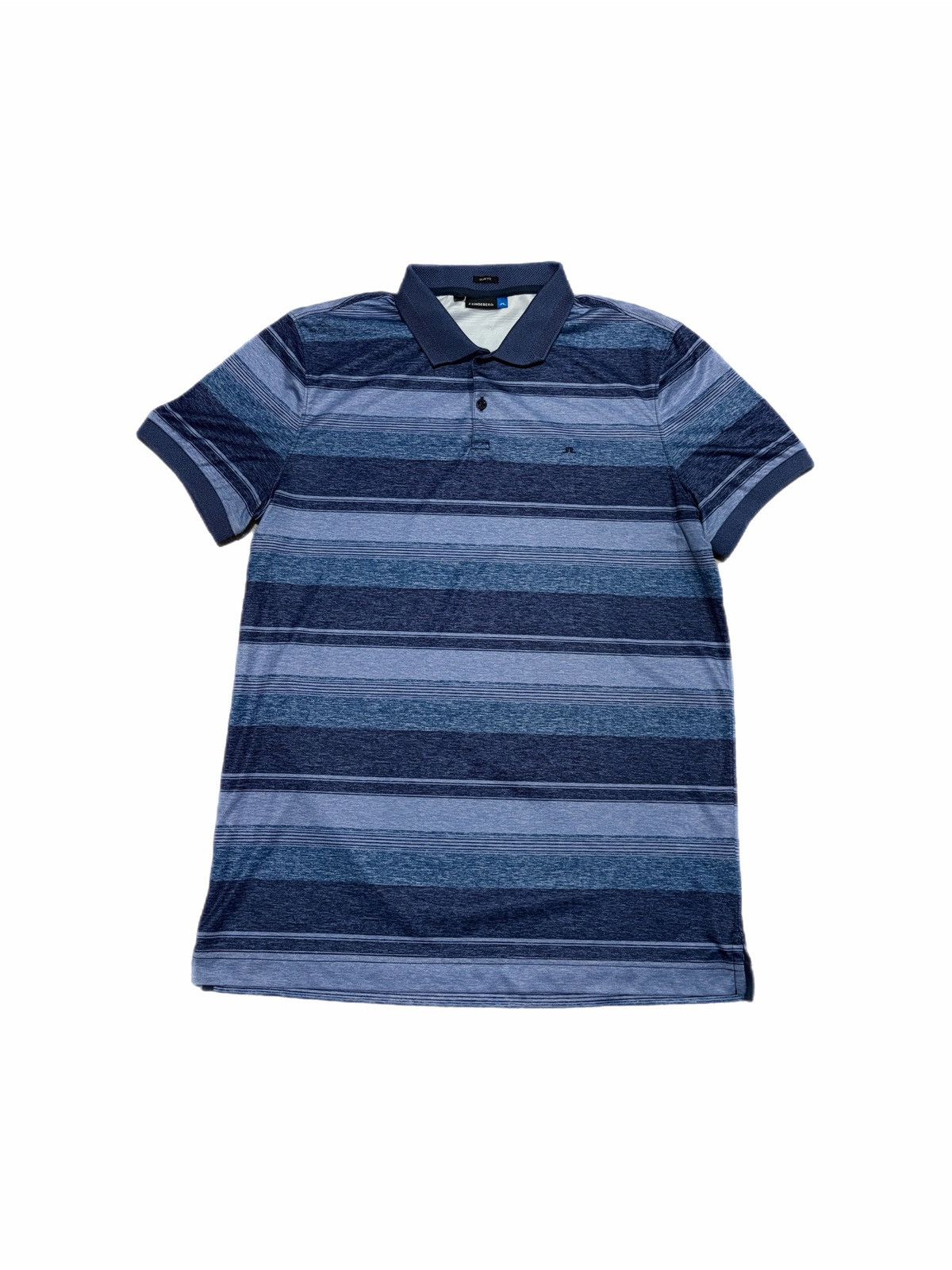 J.Lindeberg J.Lindeberg Slim Fit Striped Blue Polo Shirt Size US L / EU 52-54 / 3 - 1 Thumbnail