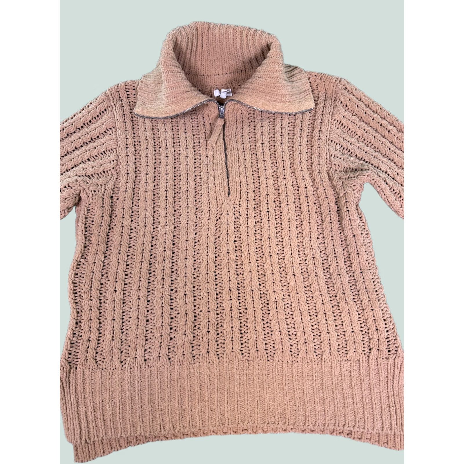 Vintage Aerie Sweater Womens Small Brown 1/4 Zip Cable Knit Pullover Heavyweight E228 Size XS / US 0-2 / IT 36-38 - 1 Thumbnail