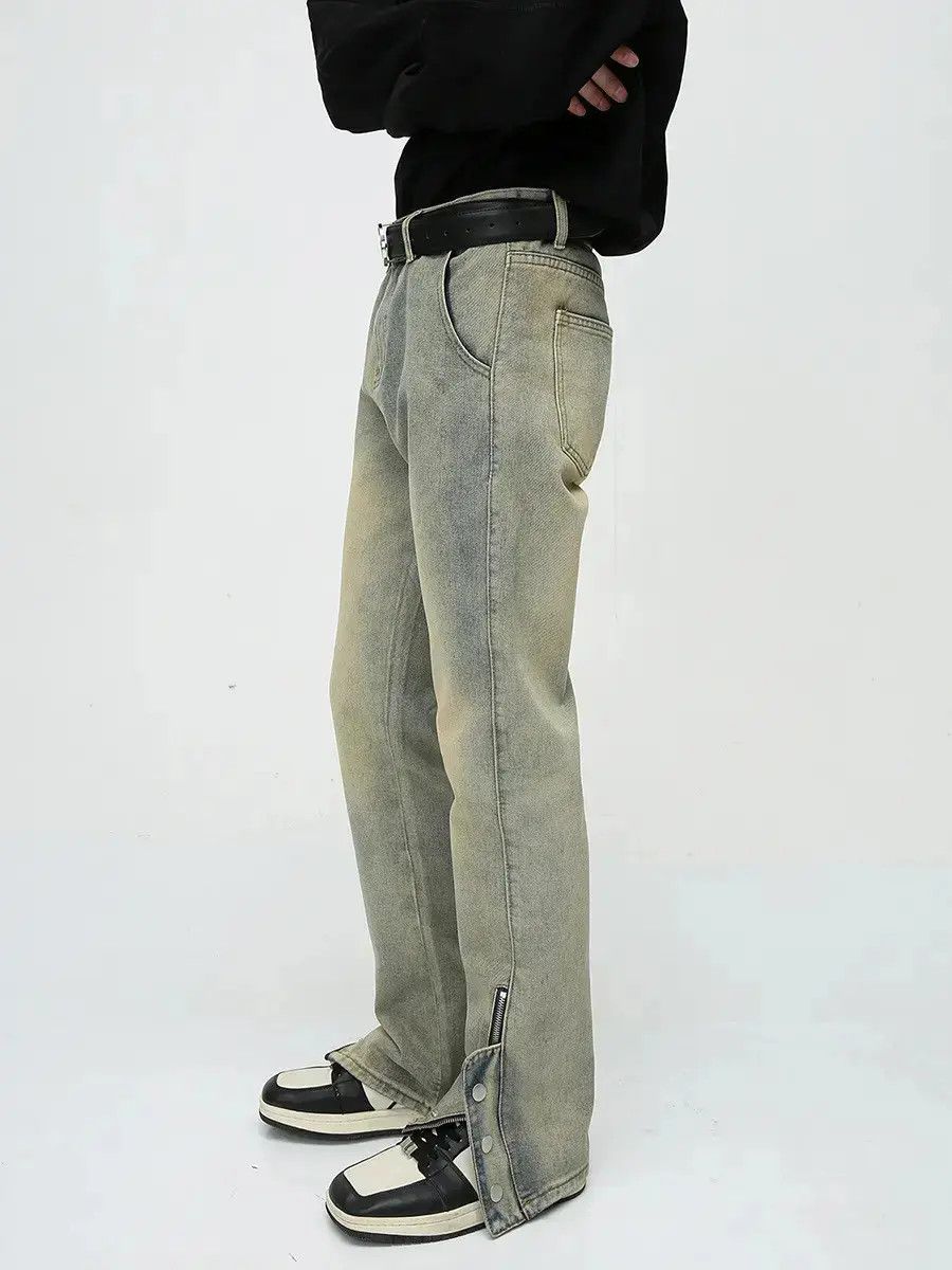 Japanese Brand Retro loose straight zipper jeans Size US 32 / EU 48 - 3 Thumbnail