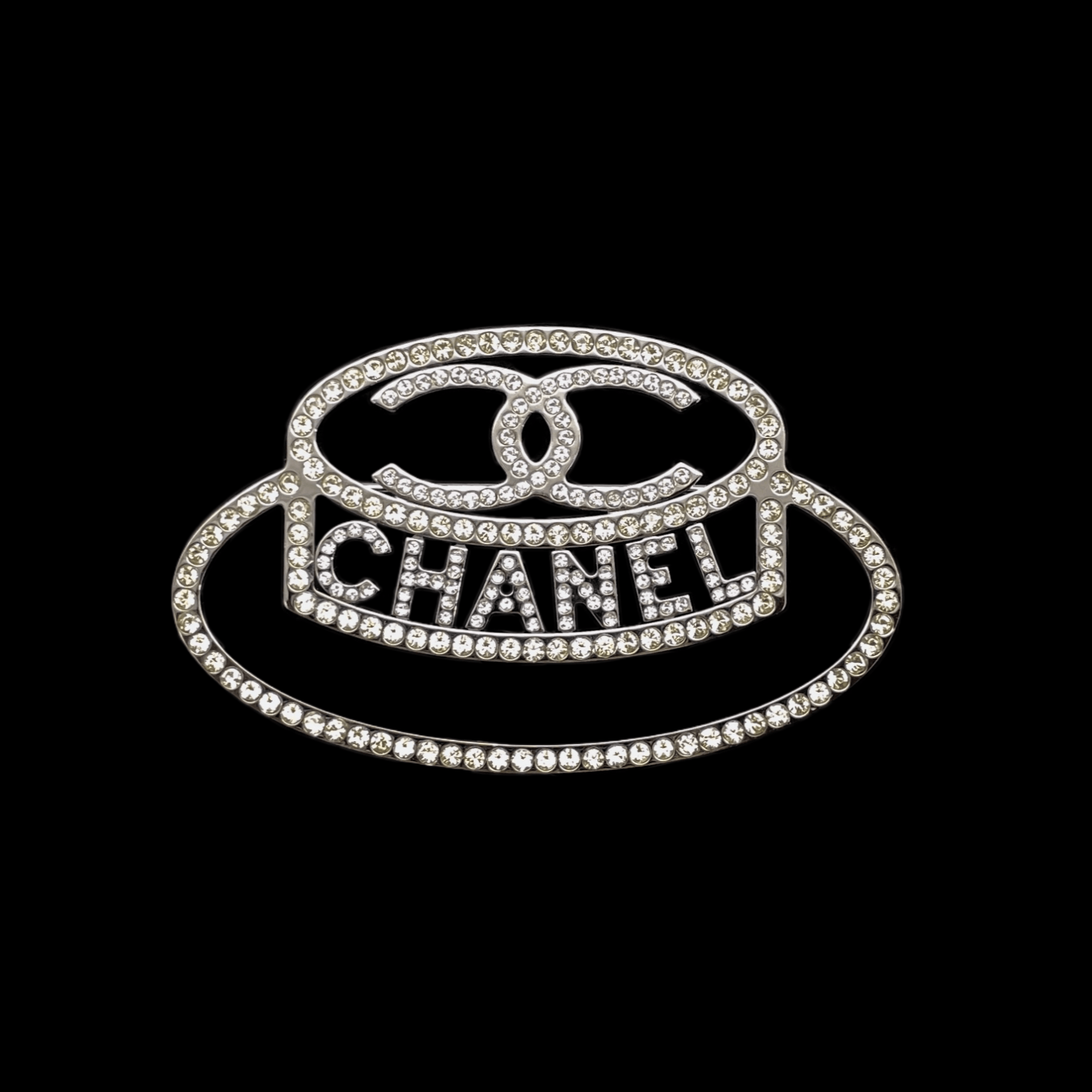 Chanel Chanel Cocomark Logo Rhinestone Hat Brooch Size ONE SIZE - 1 Thumbnail