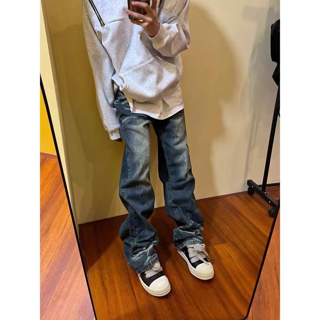 Japanese Brand × Jean Vintage washed textured baggy micro flare jeans Size US 34 / EU 50 - 4 Thumbnail