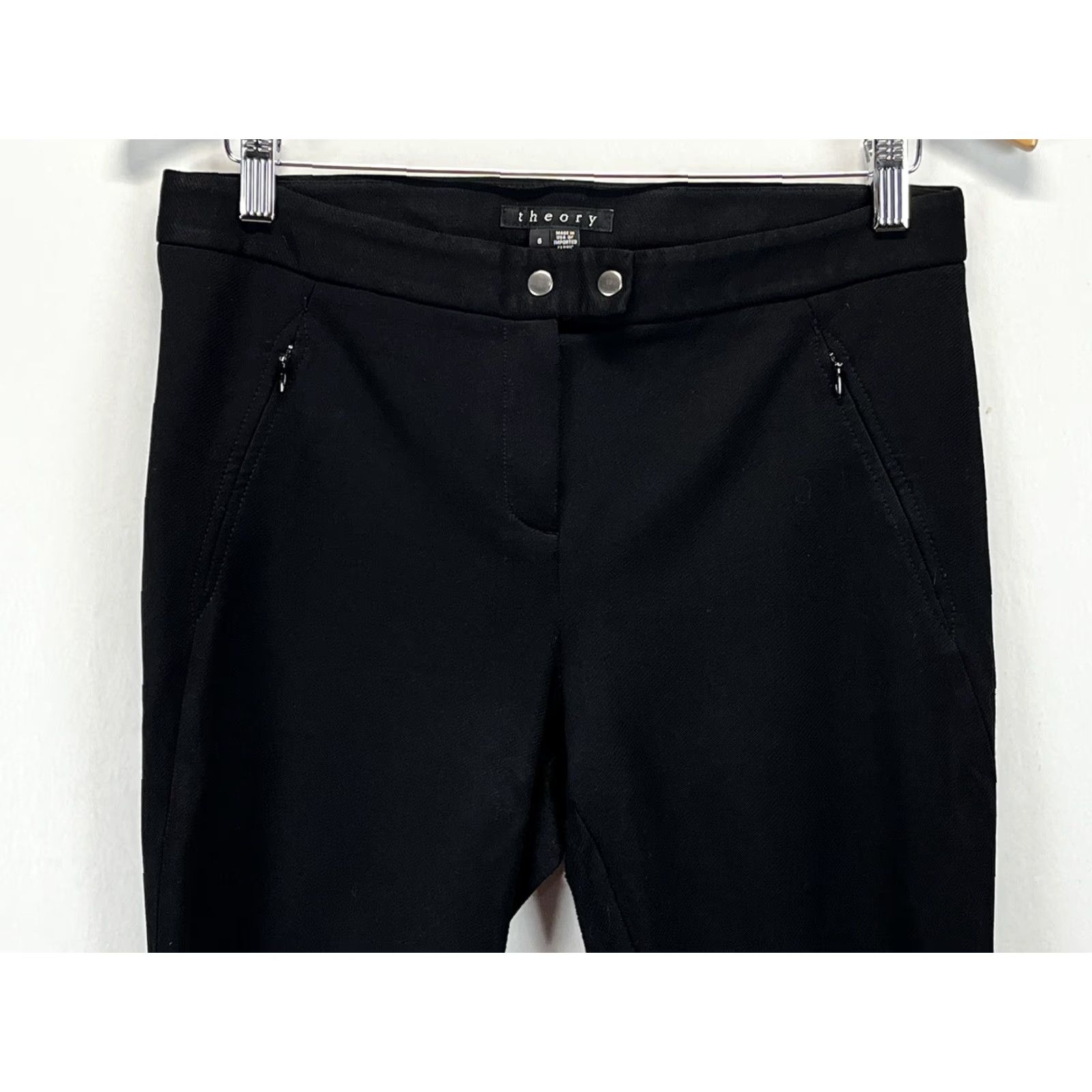 Theory Theory Adalwen Knit Pants Womens 6 Black Slim Ankle Stretch Zip Pockets Career Capsule City Modern Size 28" / US 6 / IT 42 - 2 Thumbnail