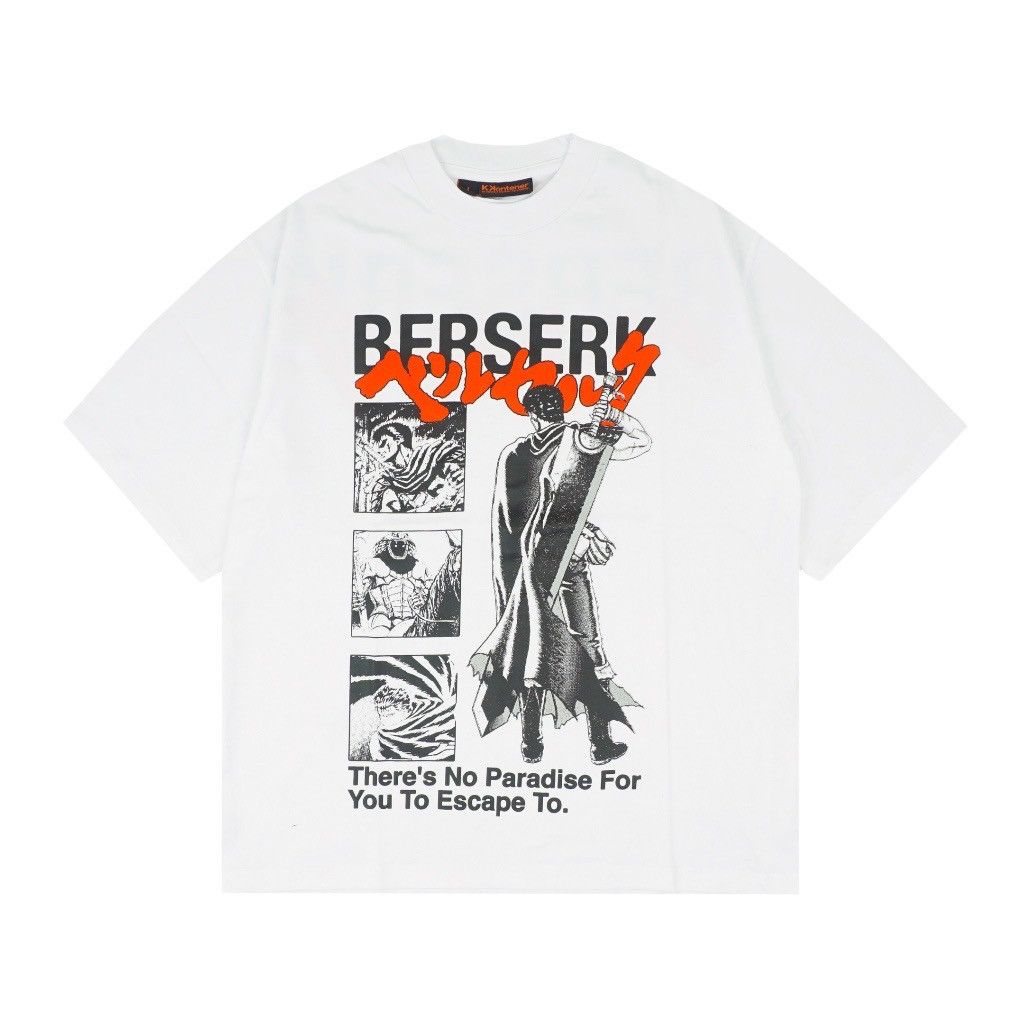 image of Berserk X Anime Tees X Limited Fanmade X Boottlegg in White, Men's (Size Large)
