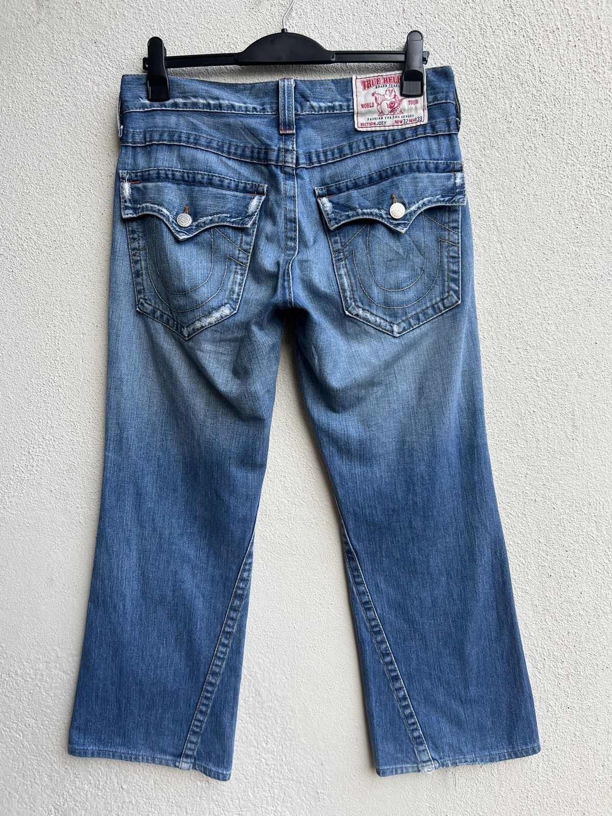 True Religion Vintage 00s TR Joey Distress Fade Mud Denim Flare Jeans Size US 32 / EU 48 - 14 Thumbnail
