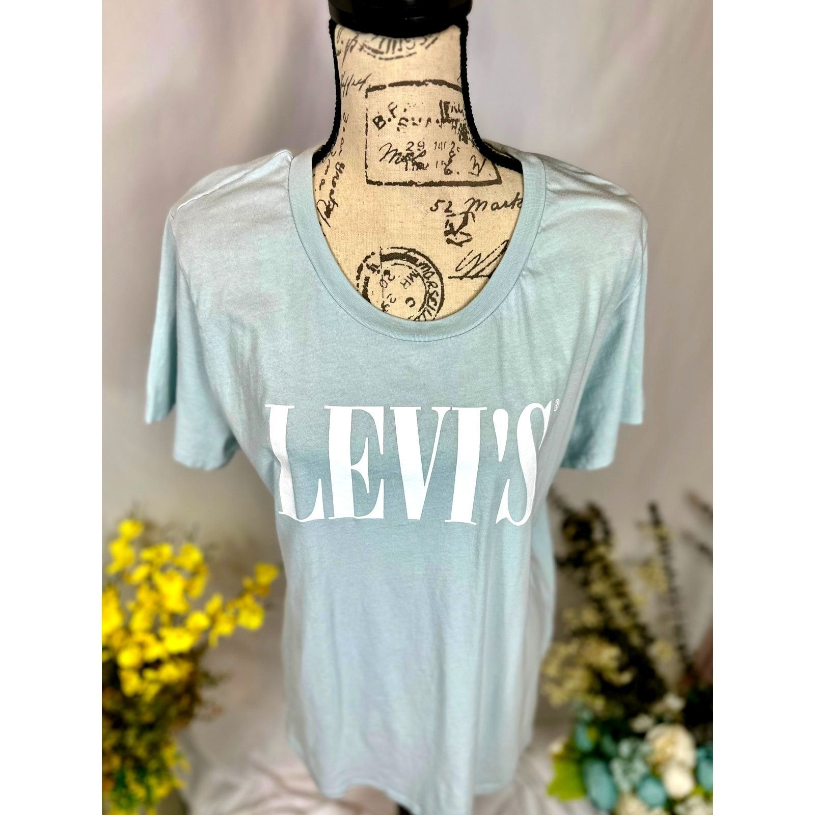 Levi's Levis 90's Serif Logo Graphic Tee Shirt Baby Blue Size 2X Size XXL / US 16-18 / IT 52-54 - 8 Thumbnail